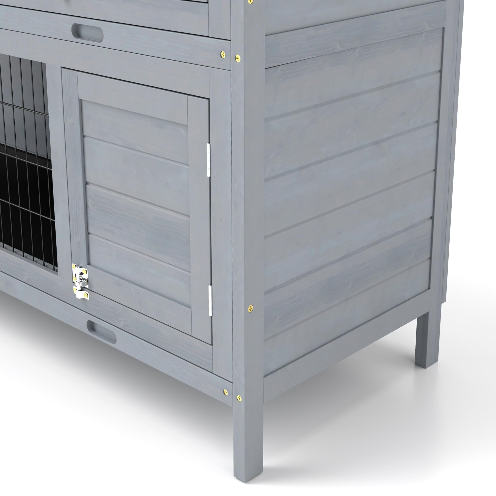 PawHut 54 2-Story Large Rabbit Hutch Bunny Cage Wooden Pet House Small Animal Habitat with Lockable Doors, No Leak Tray and Wate