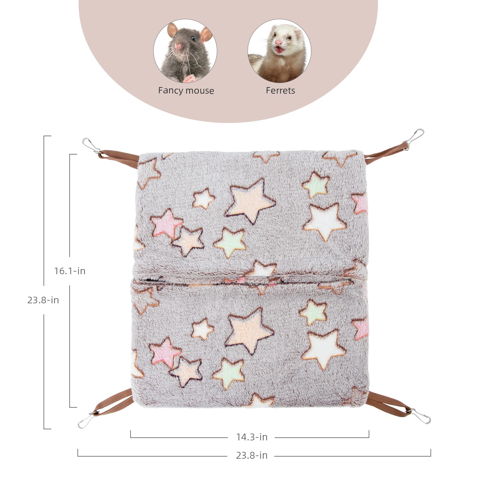 Niteangel Hanging Hammock Nap Sack Swing Bag Pet Sleeper For Ferret Rat Sugar Glider And Other Small Animals (Cream, Star)