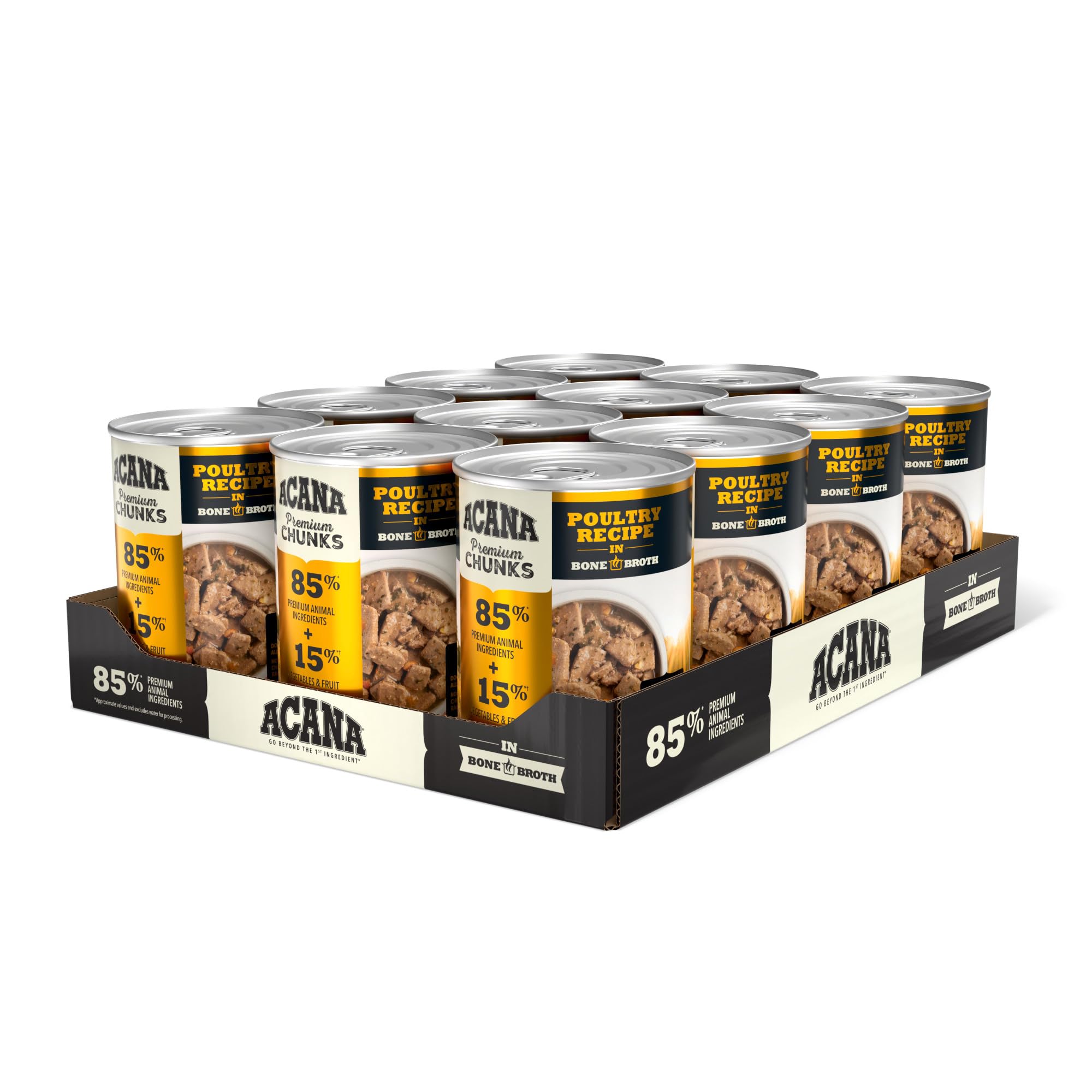 ACANA Premium Chunks in Bone Broth Grain-free Wet Dog Food Poultry Recipe 12.8oz Cans (12 Count)