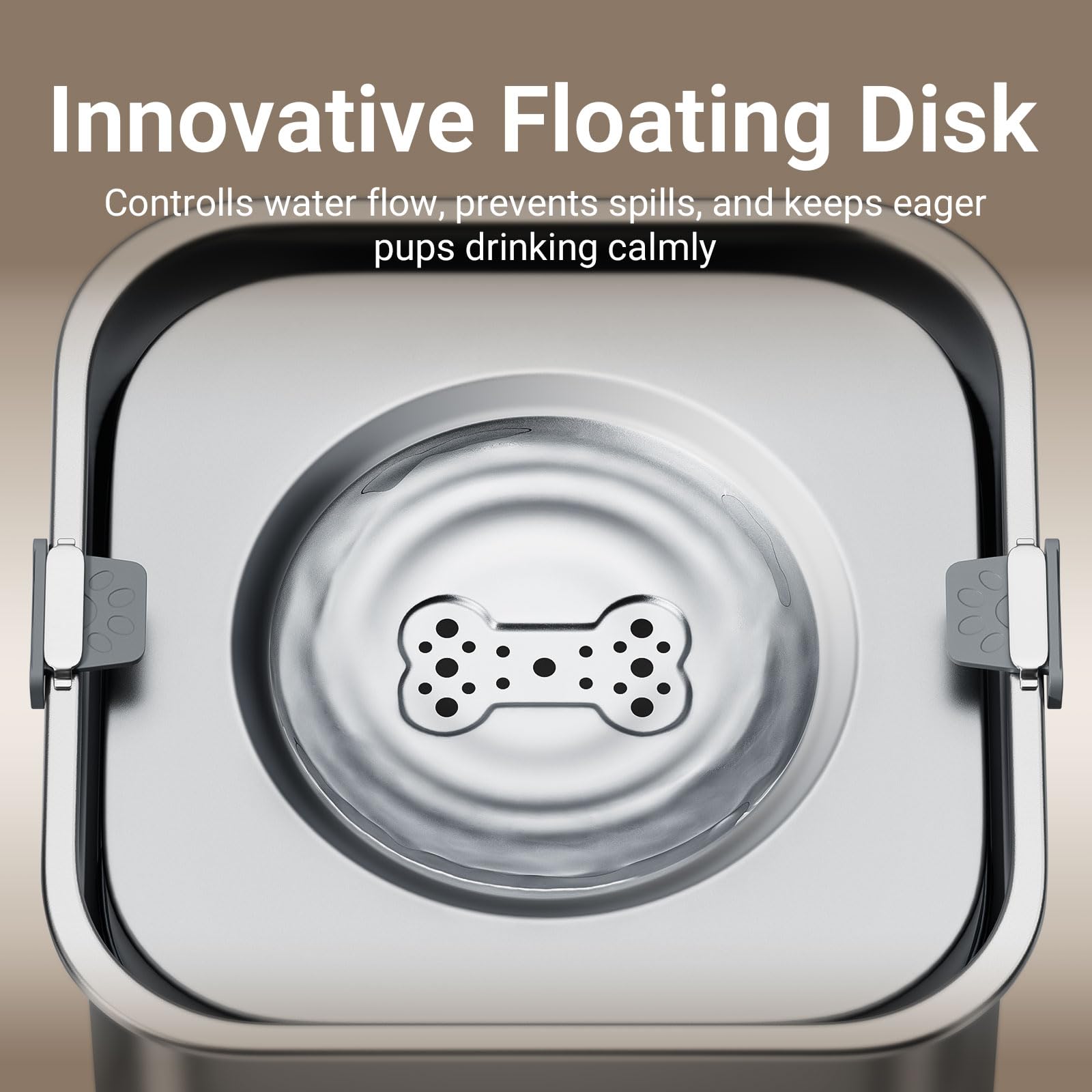 Downypaws No Spill Water Bowl For Dogs,101Oz/3L Stainless Steel Slobber Stopper, No Drip Slow Drinking Dog Water Bowl, No Mess D