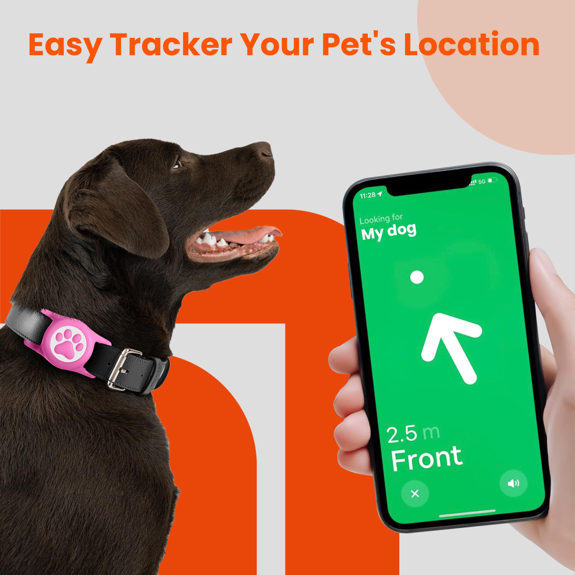 Ilfindyou Waterproof Airtag Dog Collar Holder For Apple Air Tag, Silicone Dog Airtag Holder For Dogs & Cat Collars(Rose Red)