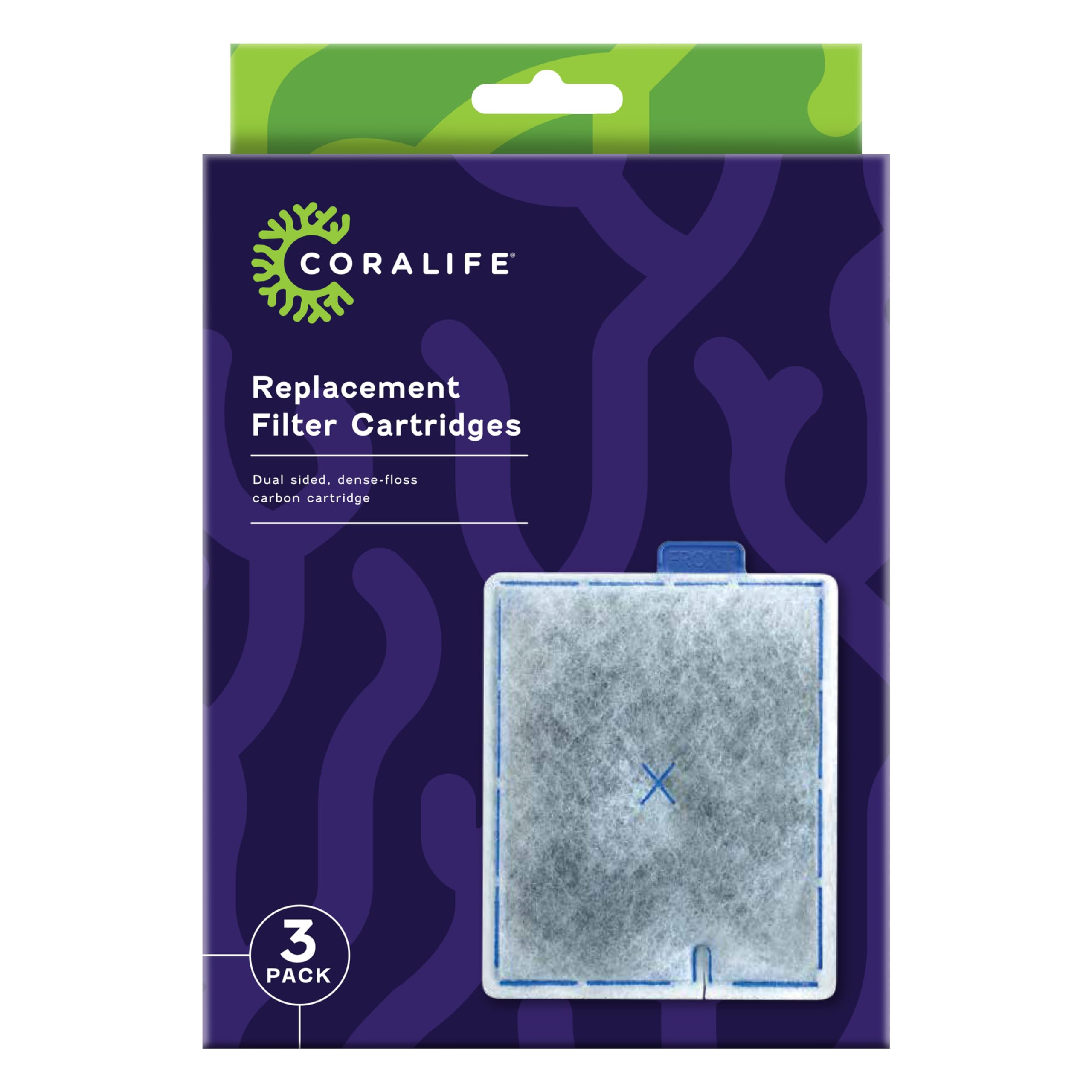 Coralife Aquarium Fish Tank Water Filter With Protein Skimmer Replacement Cartridge, Large - 3 Pack
