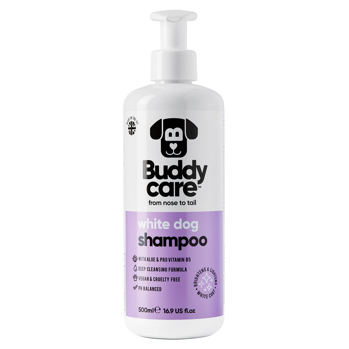 White Dog Shampoo By Buddycare | Brightening And Whitening Shampoo For Dogs | Deep Cleansing, Fresh Scented | With Aloe Vera And Pro Vitamin B5 (16.90Oz)