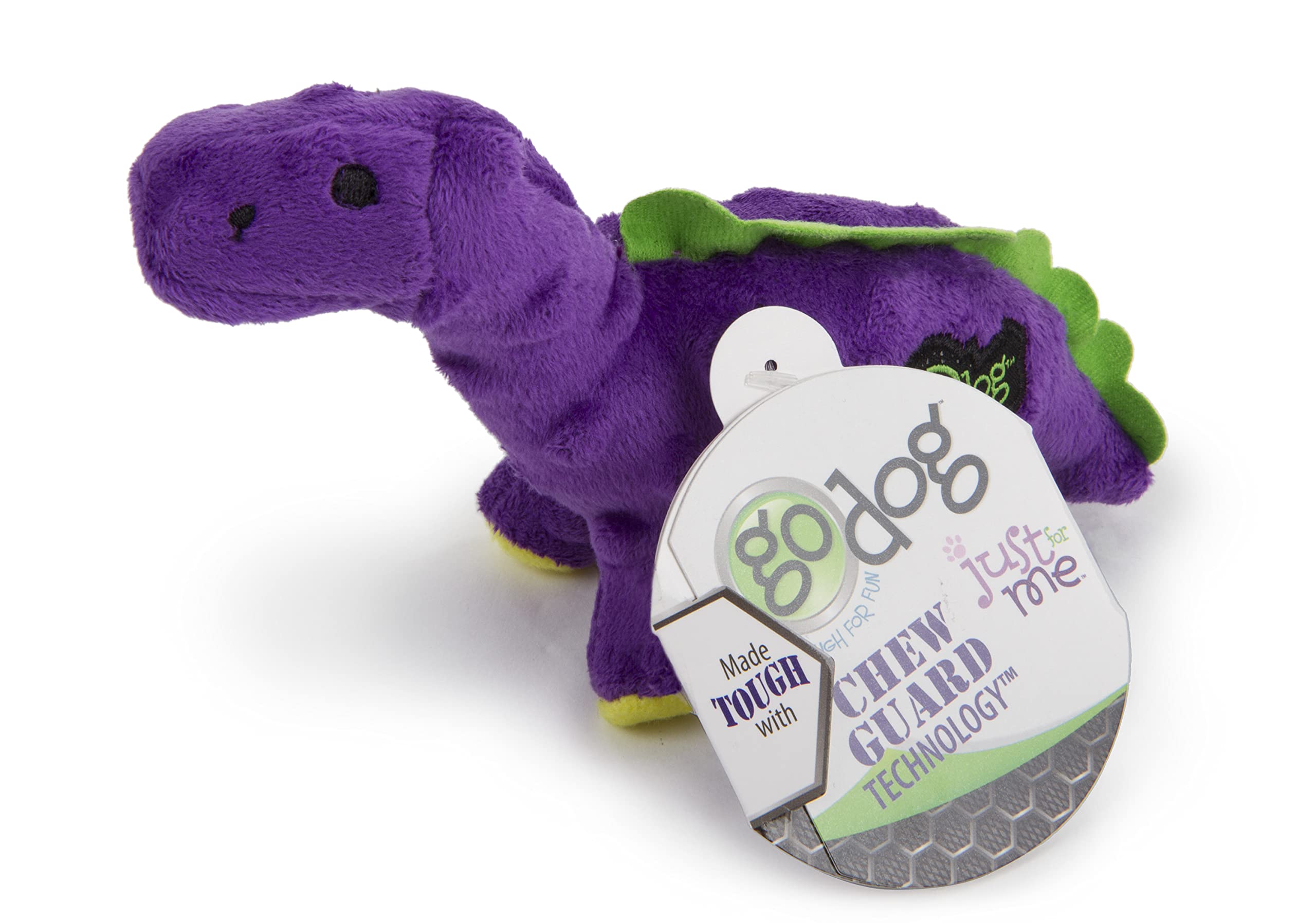 Godog Just For Me Bruto With Chew Guard Technology Plush Dog Toy, Purple, Mini