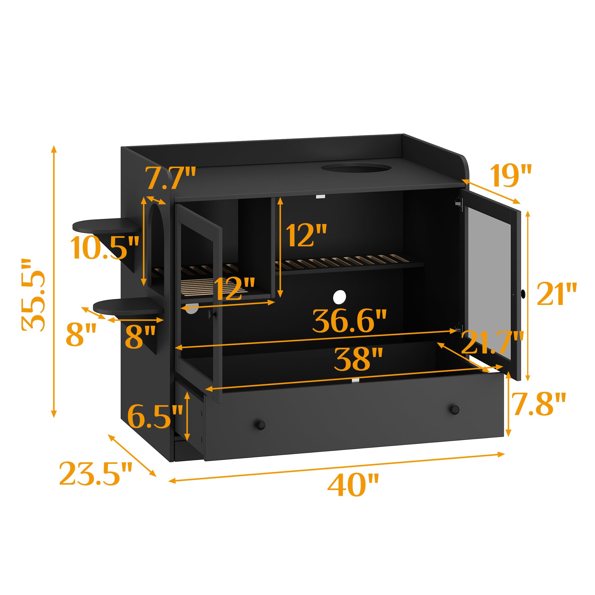 Dawnspaces Extra Large Cat Litter Box Enclosure Furniture Hidden, Cat Condo Cabinet Pet House With Stairs For 2, Nightstand Side