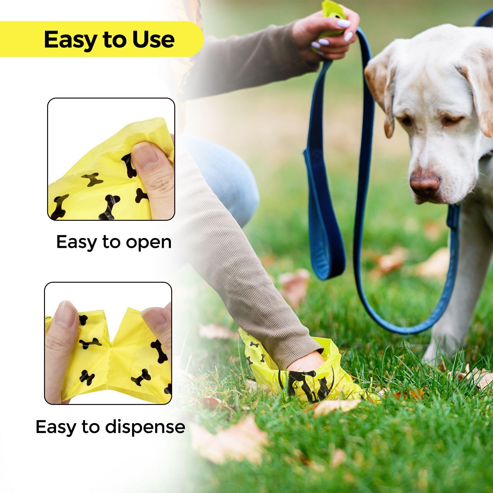Kutie.Paw Dog Poop Bags - 300 Count - Lemon Scented Biodegradable Poop Bag For Dogs - Leak Proof Extra Thick Compostable Dog Was