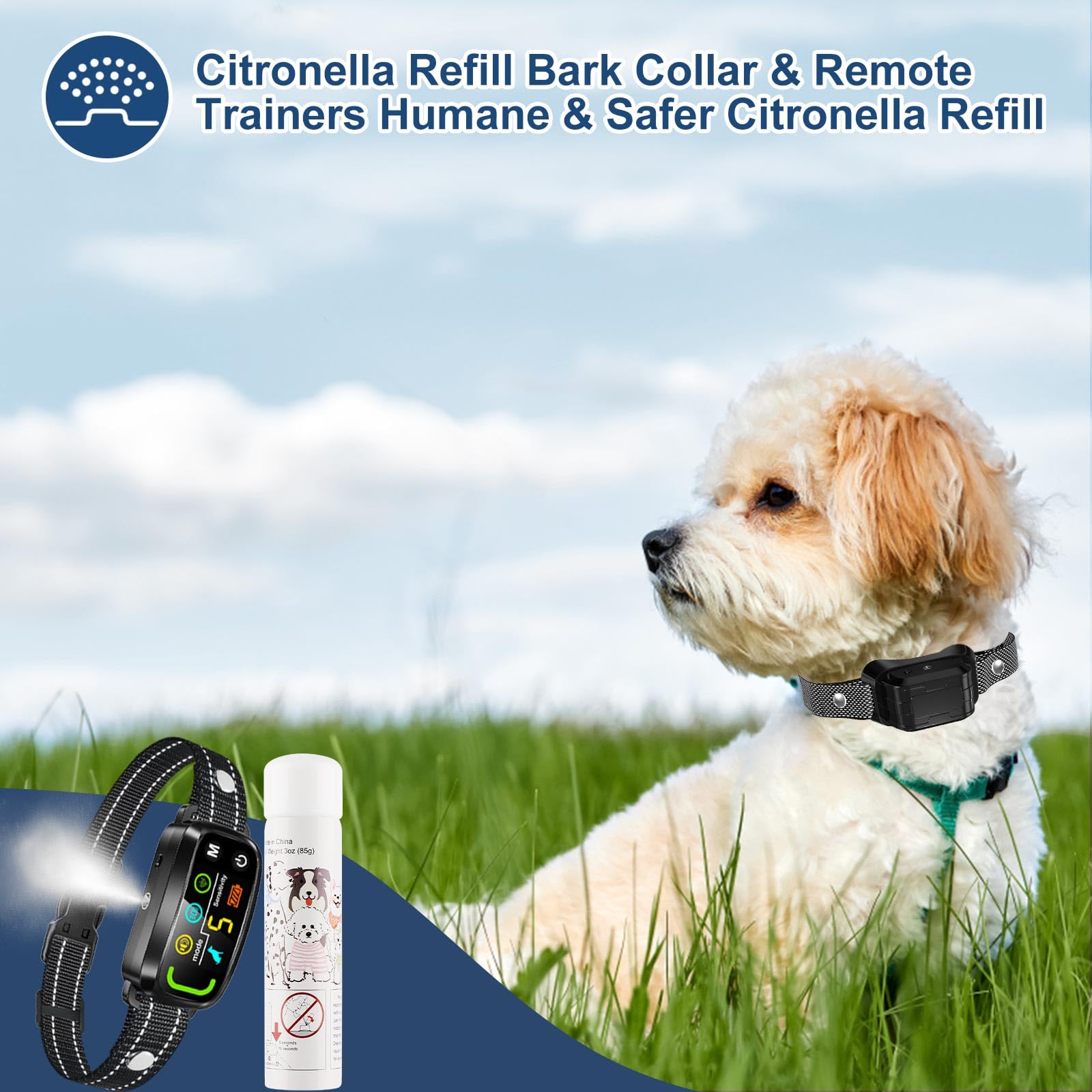 Citronella Spray Refill 2 Pack 3Oz 85G Can Citronella Bark Collar, Spray Bark Collar & Remote Trainers Humane & Safer Citronella