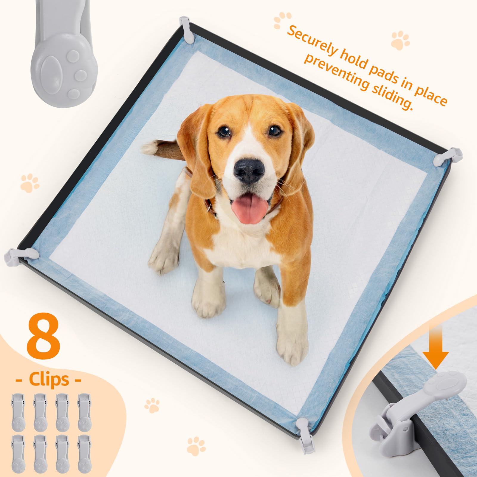 LOOBANI Large Dog Pee Pad Holder - 2 Pack Silicone Potty Tray - High Edge with 4 Clamps for Puppy Potty Training, Fits Up to 27'