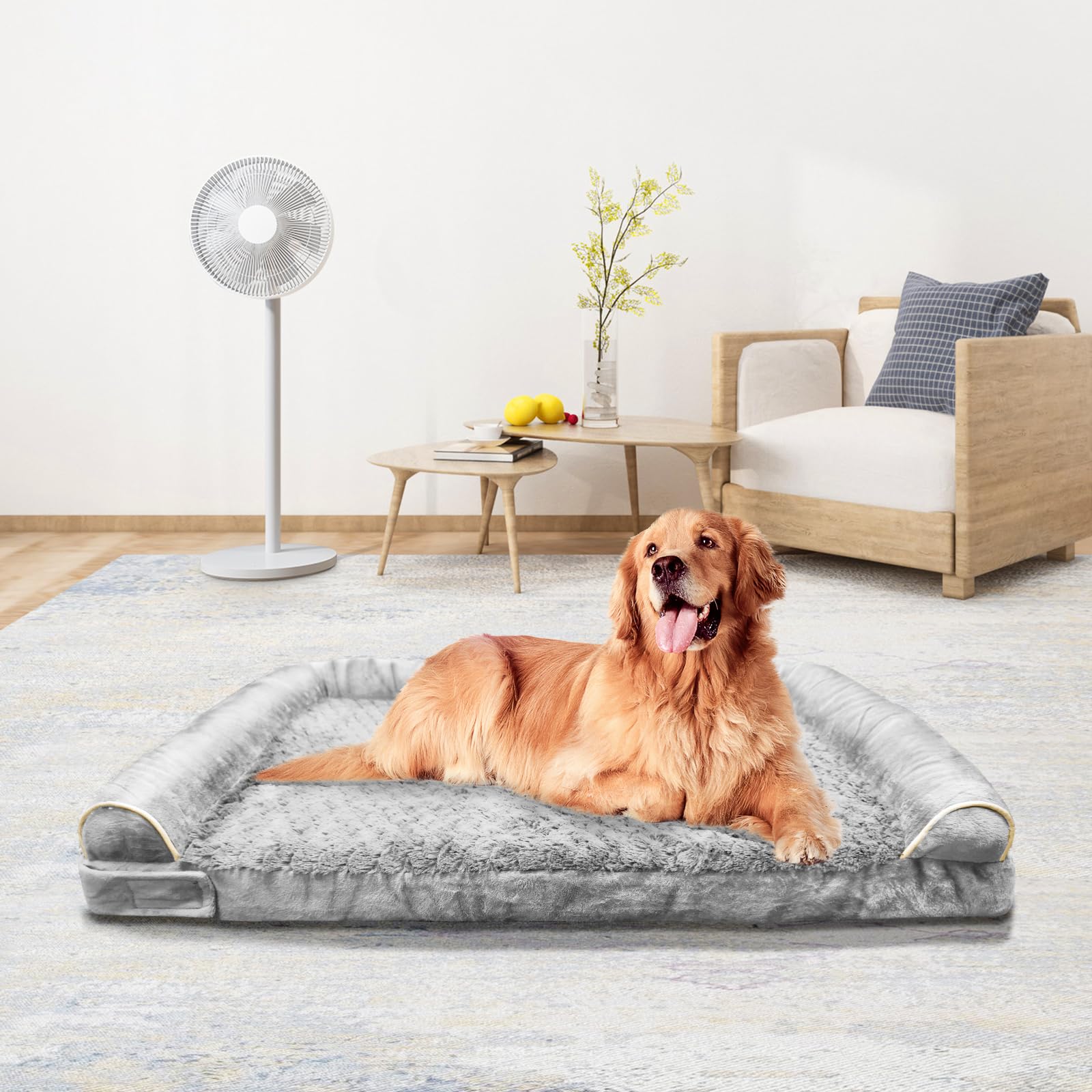 Modcart Orthopedic Dog Bed, Extra Large With Memory Foam, Waterproof & Washable Cover (36 In, Grey)