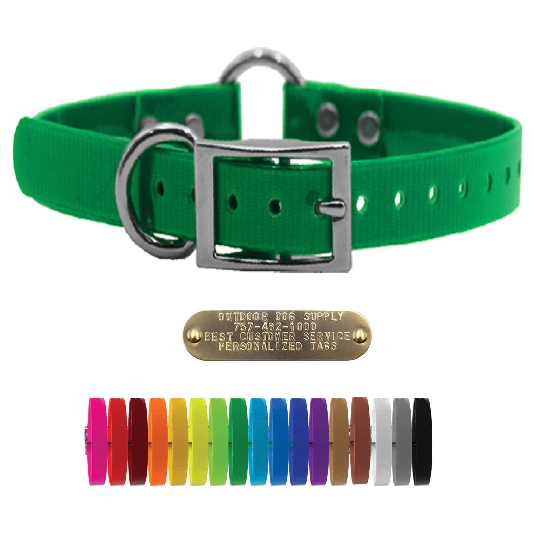 Outdoor Dog Supply'S 1' Wide Solid Ring In Center Dog Collar Strap With Custom Brass Name Plate (21' Long, Black)