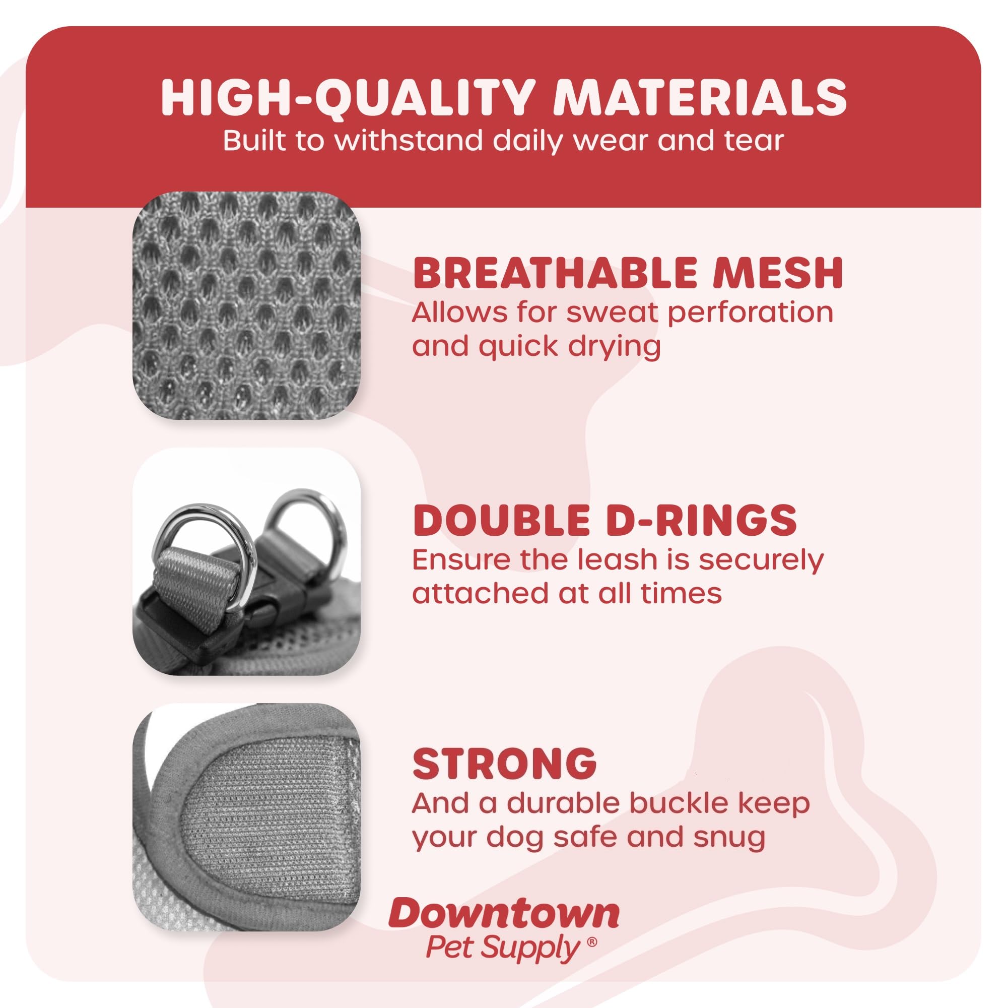 Downtown Pet Supply Step In Dog Harness For Small Dogs No Pull, Medium, Light Gray - Adjustable Harness With Padded Mesh Fabric