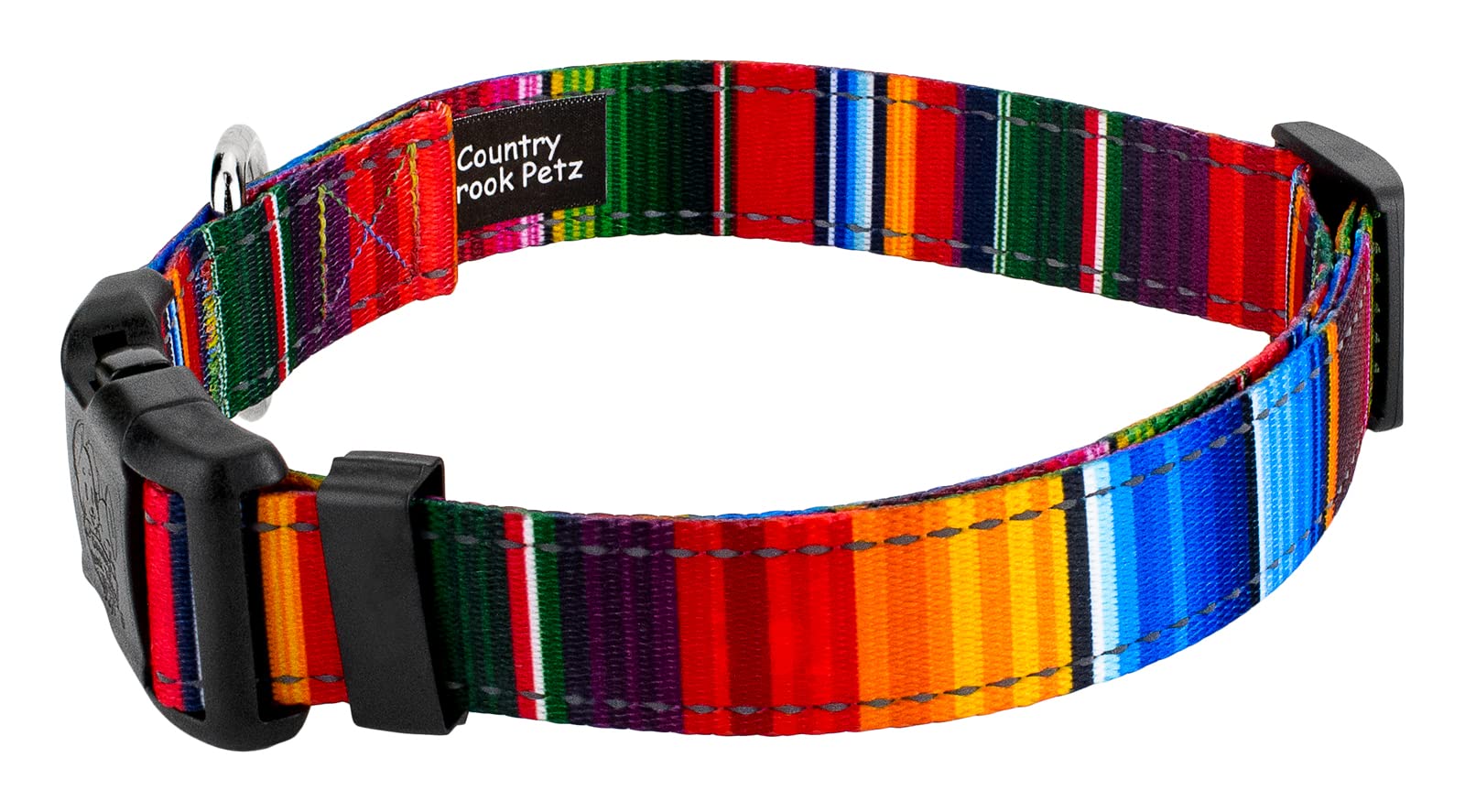 Country Brook Petz - Deluxe Serape Reflective Dog Collar Featuring Night Safe Designs (5/8 Inch, Small)