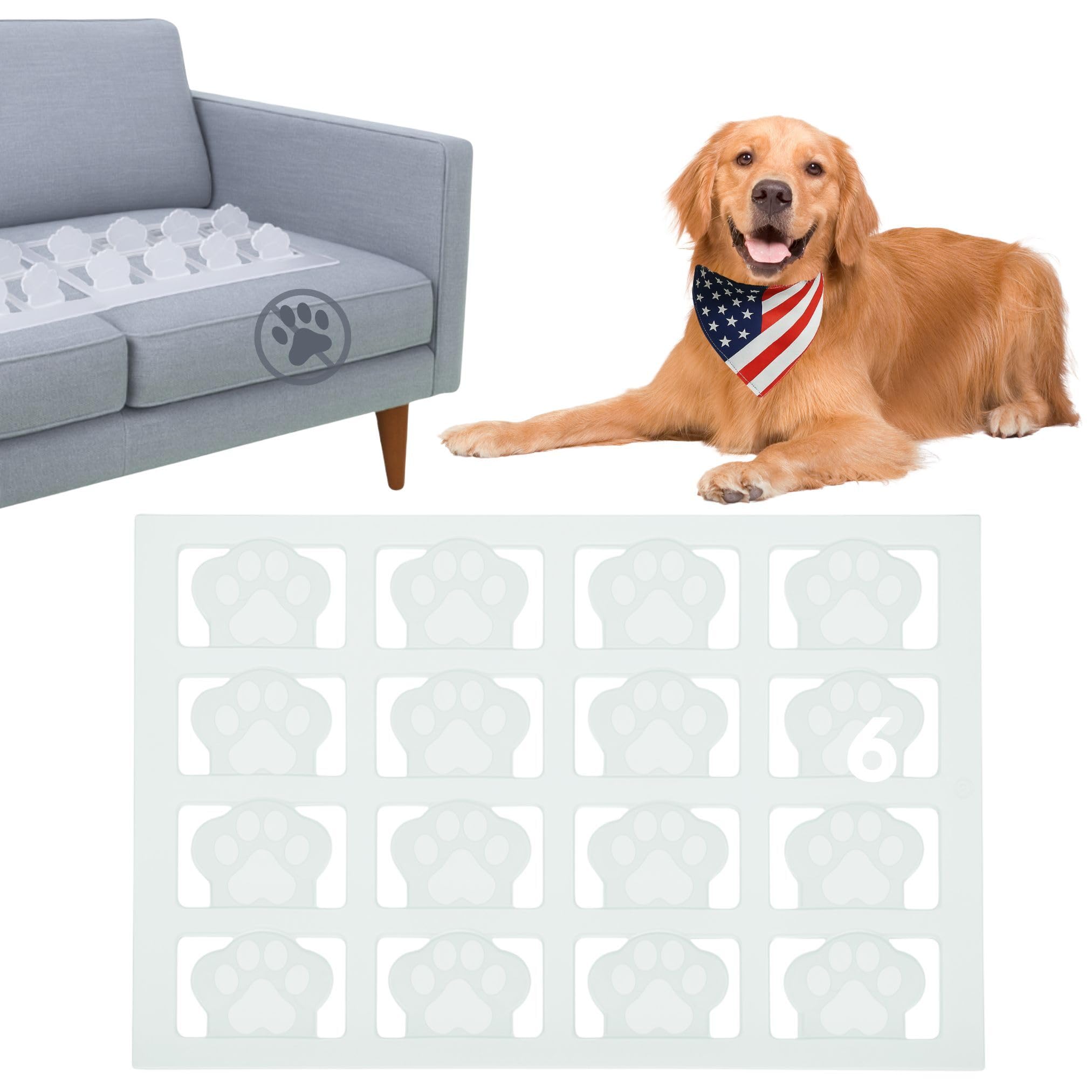 Peachtree Pet Made In Usa (6 Pack) Clear Humane Scat Mat To Keep Dogs Off Couch & Dog Counter Surfing Deterrent - Pain-Free Anti