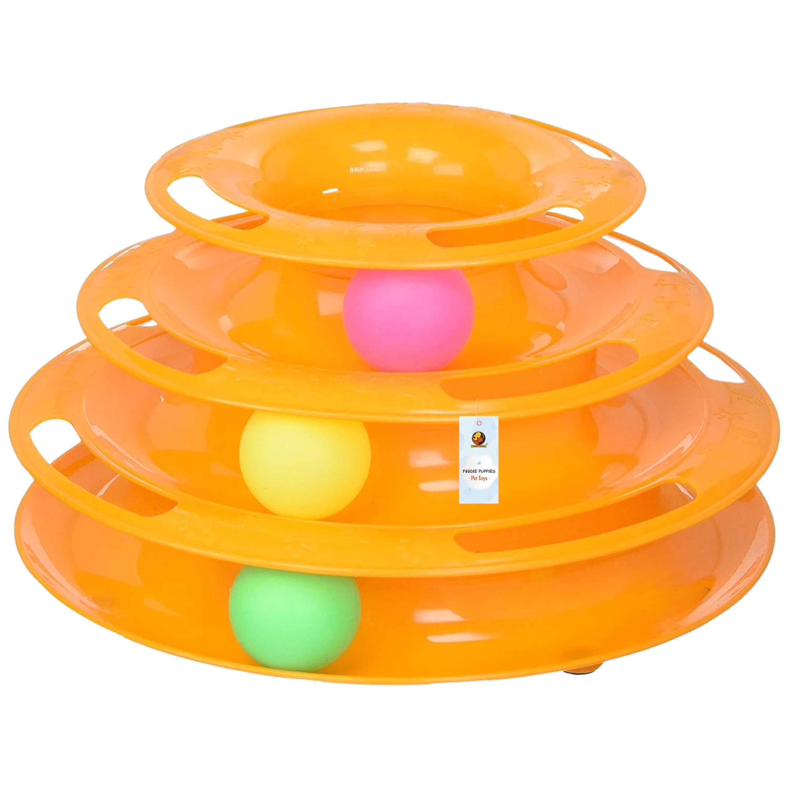 Foodie Puppies Interactive (3 Layers) Tower Track Roller With Colorful Balls For Cats And Kittens | Turntable Puzzle Toy For Men