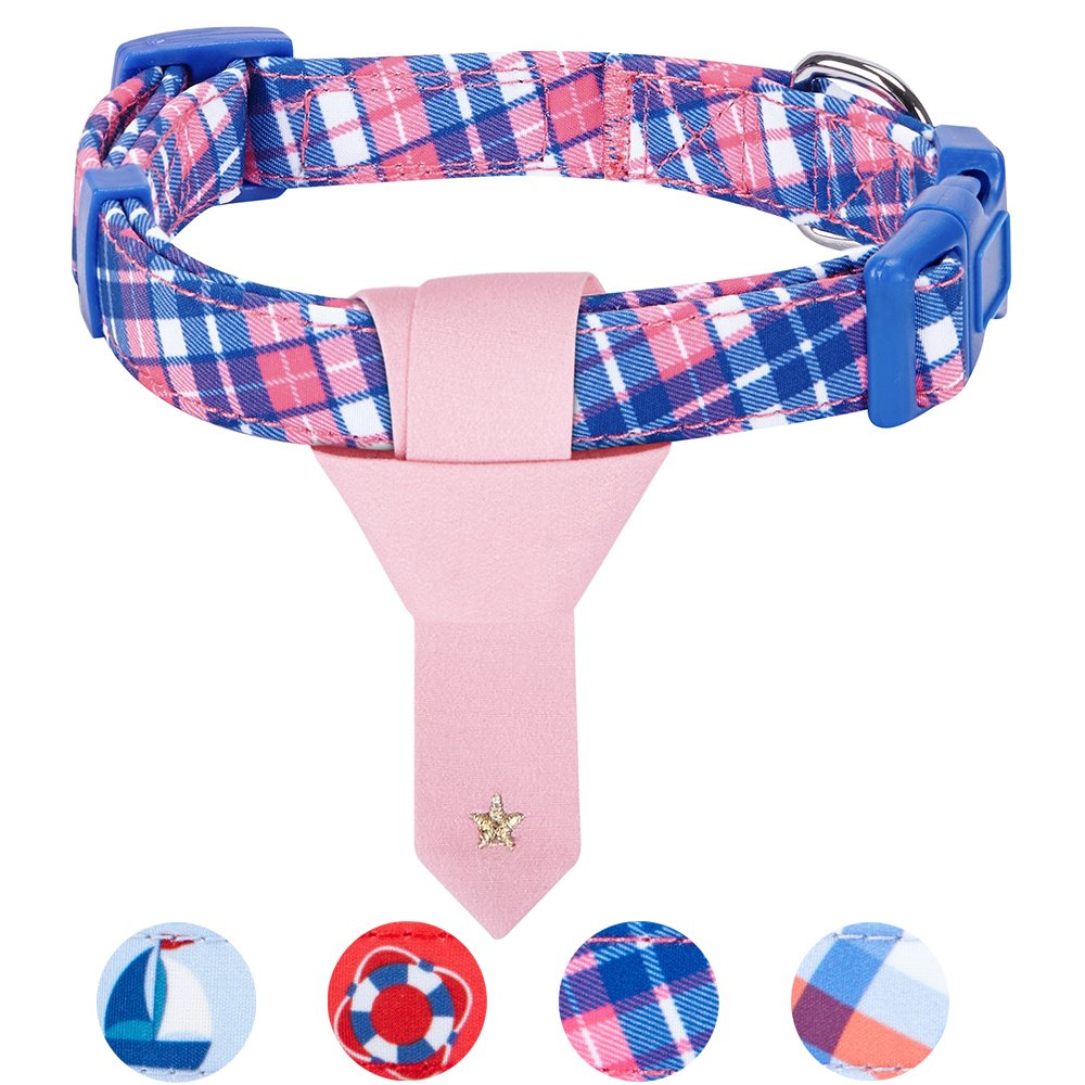 Blueberry Pet 4 Patterns Multiple Hues Scottish Plaid Style Adjustable Tie Dog Collar, Medium, Neck 14.5''-20''