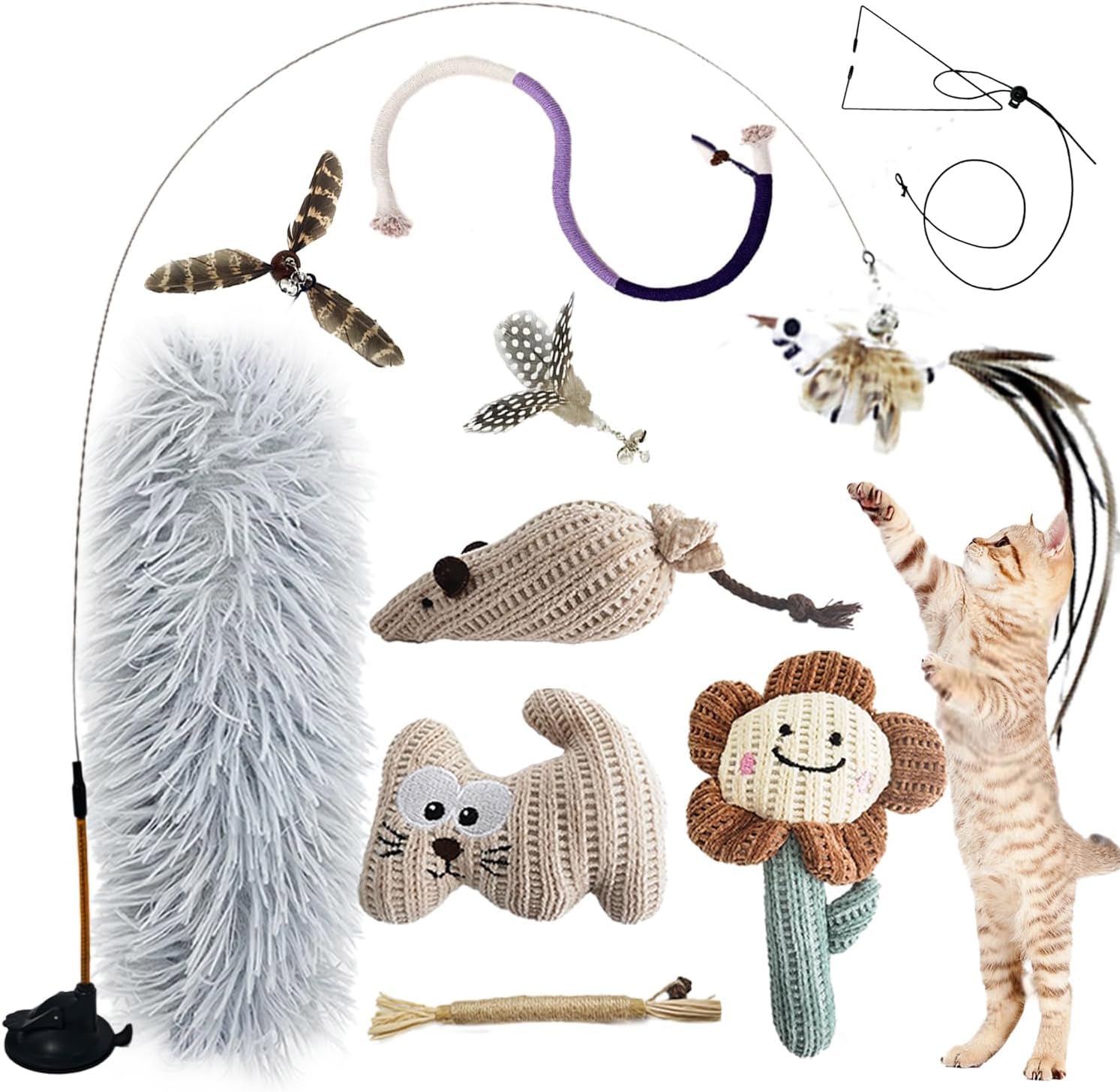 7-In-1 Interactive Cat Toys For Indoor Cats With Adhesive Suction Cup, Hanging Cat Toys, Silvervine Stick And Chew Rope Cat Teet