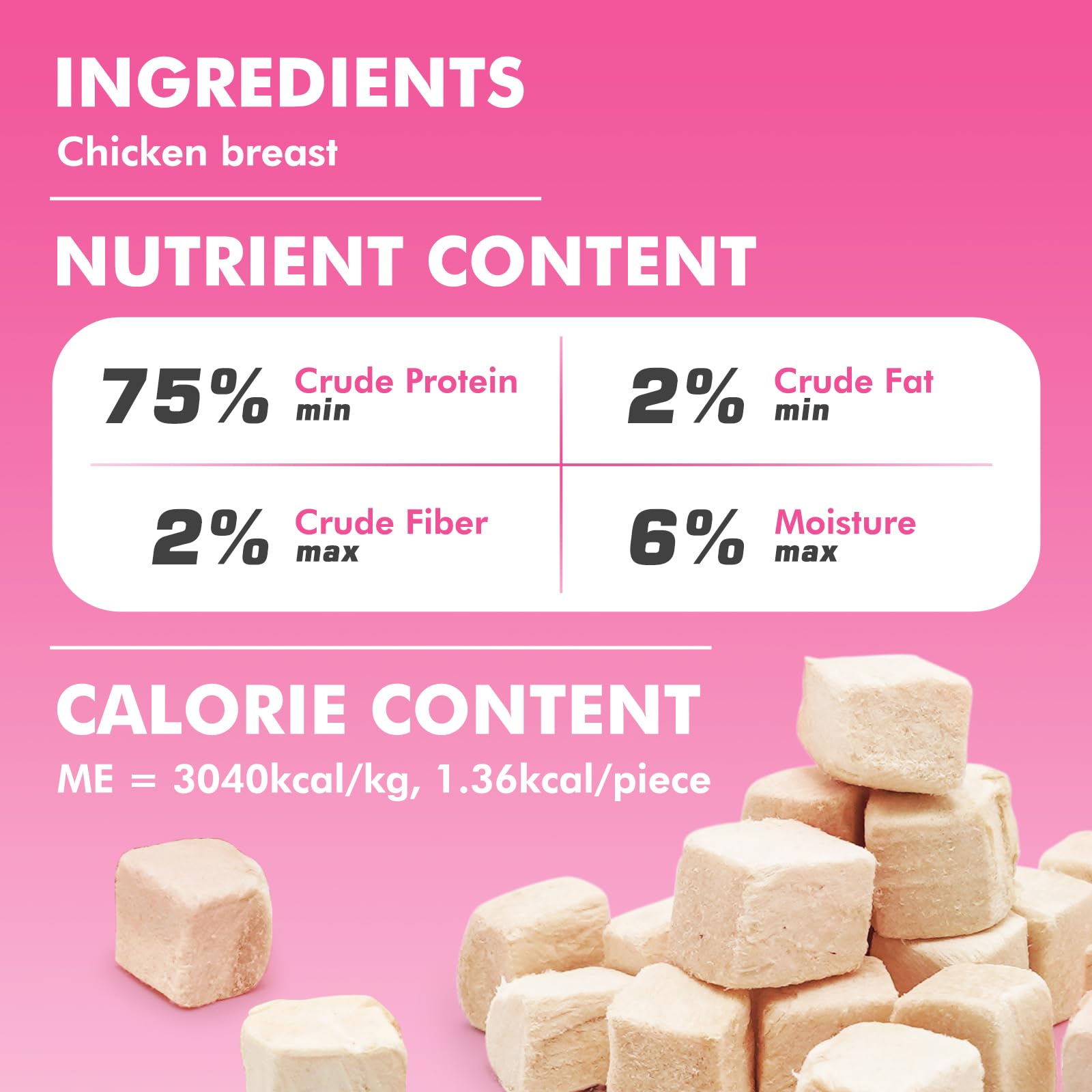 Puddonio Freeze Dried Cats & Dogs Raw Treats, All Natural Single Ingredient Chicken Breast, High Protein Healthy Pet Training Tr