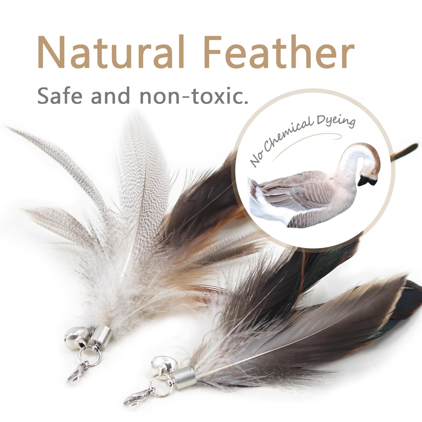 Songway Cat Feather Toys Wand - 7 Pcs Interactive Cat Toys For Indoor Cat Kitten, Retractable Cat Wand Toy With 6 Natural Feather Refills With Bell, Cat Fishing Pole Toy