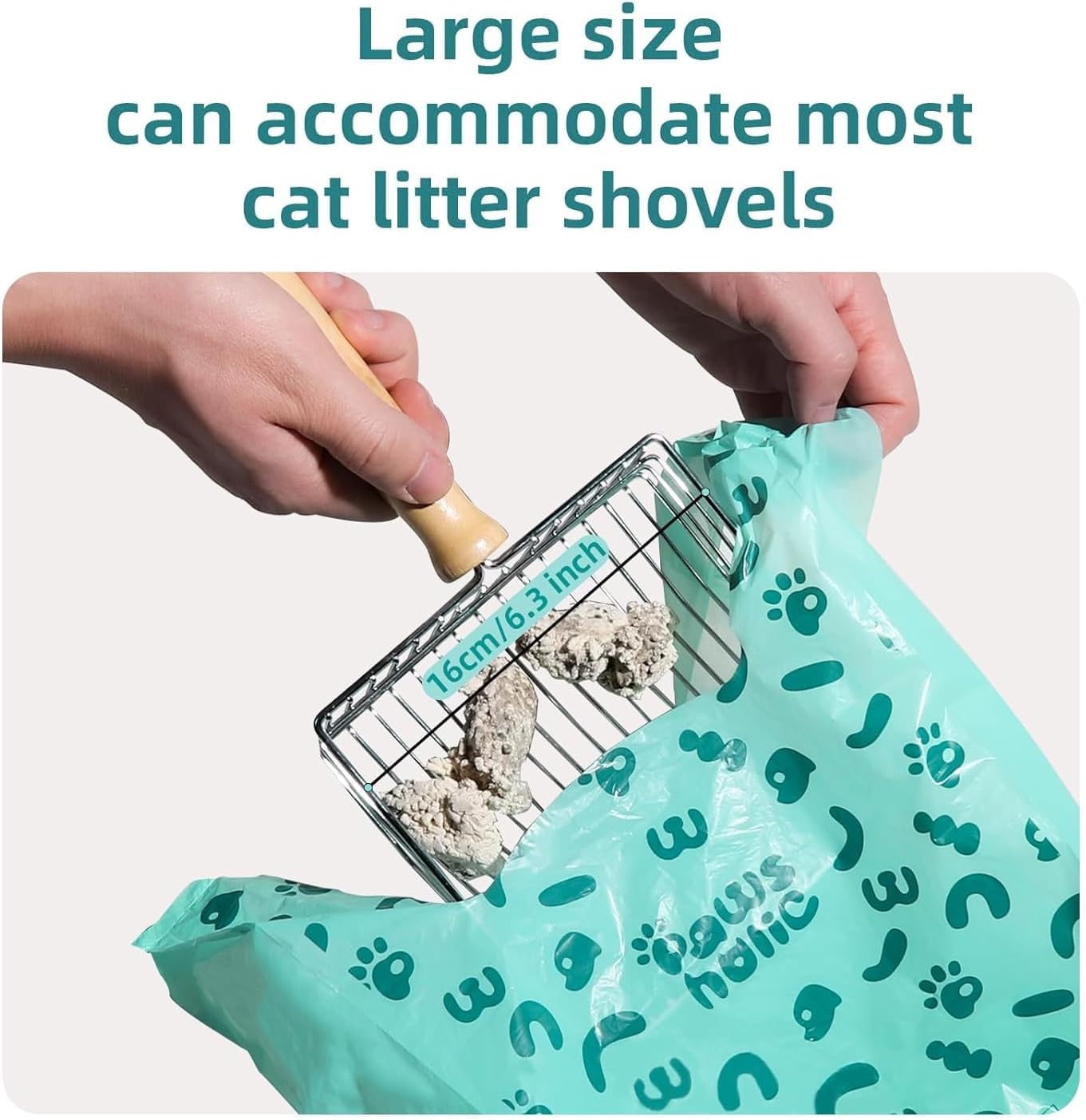 PAWSHOLIC Cat Poop Bags Cat Litter Bags with Handle, 180 Counts, Cornstarch Based Extra-Thick&Leak Proof Pet Waste Pick Up Bag (
