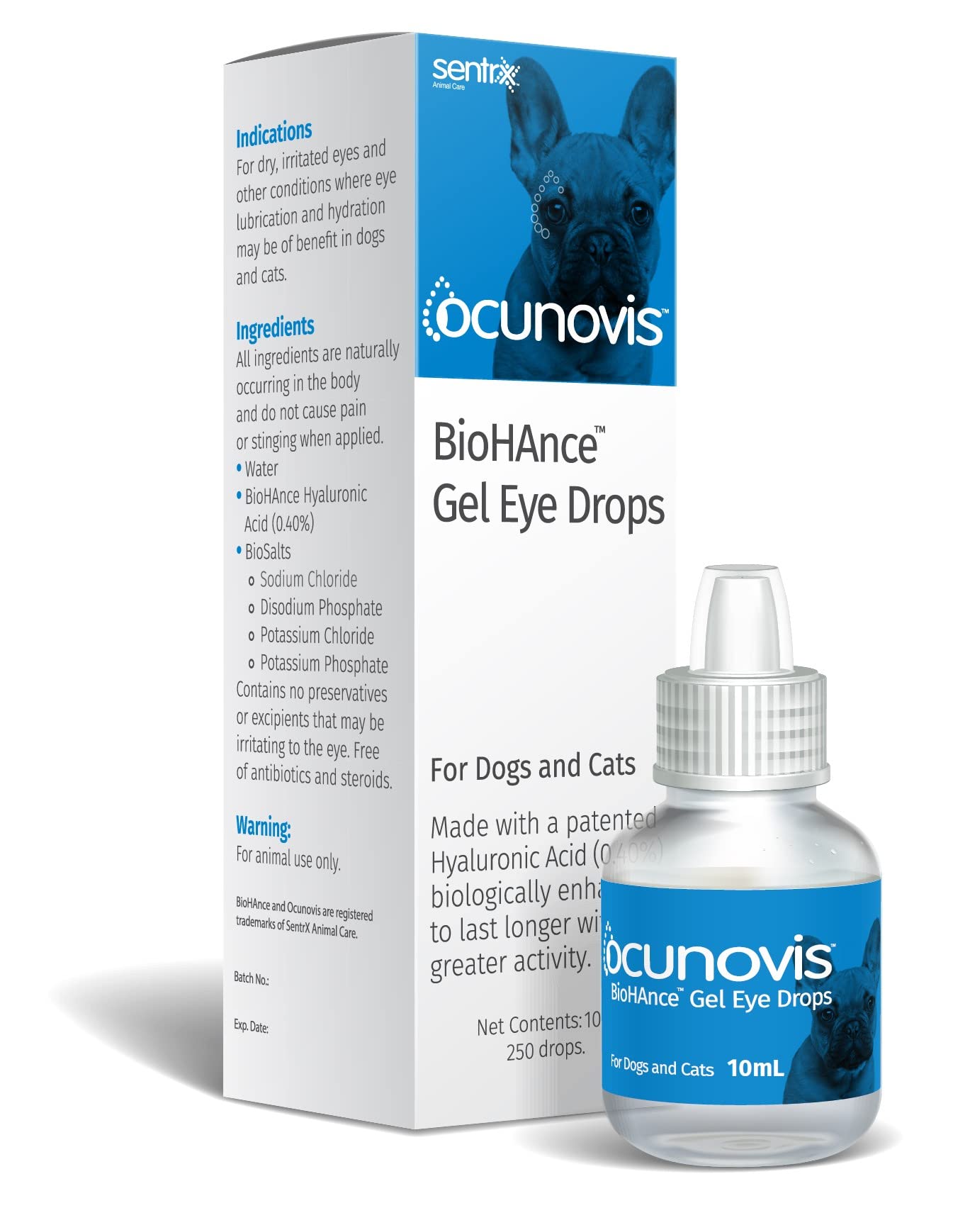 Sentrx Ocunovis Gel Eye Drops for Dogs & Cats, Eye Lube for Dogs Allergy Relief Lubricant, Dogs with Dry Eyes, Artificial Tears,