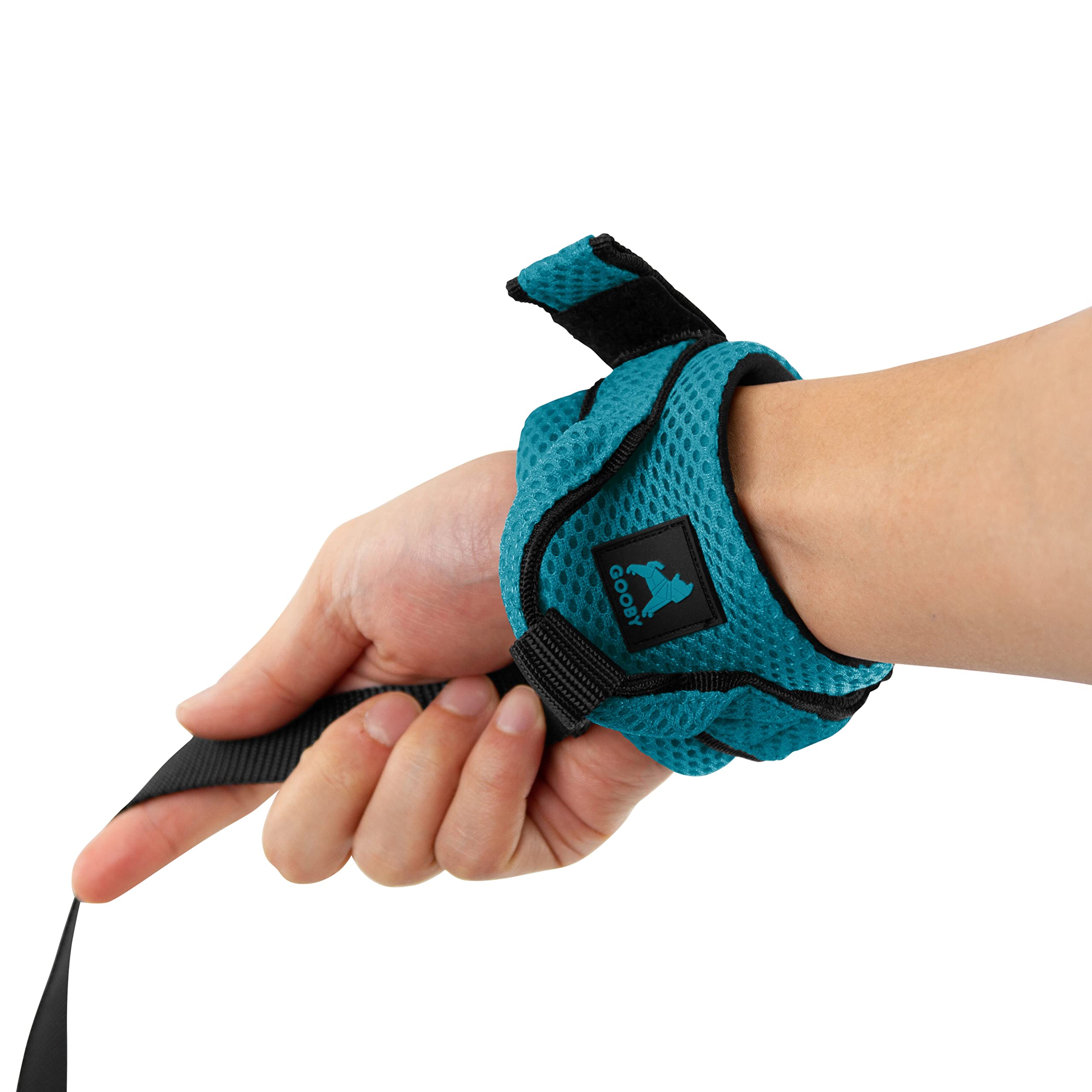 Gooby Soft Mesh Wrist Band Surfer Leash - Turquoise, 6 Ft - Comfortable Hands Free Leash With Elastic Band For Small, Medium And Large Dogs