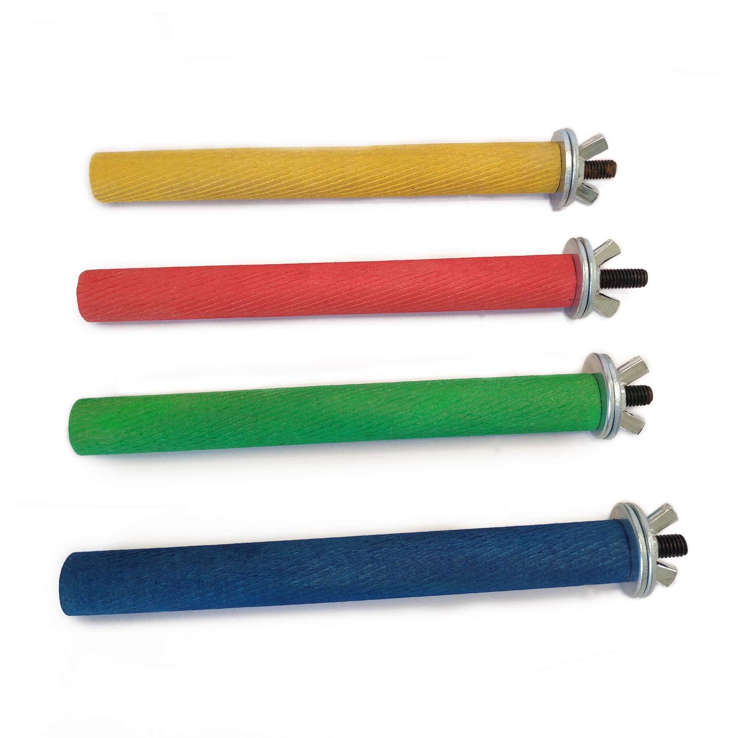 Bestwd Bird Perchs Bird Stand Toy Bird Cage Accessories Natural Colorful Wood Perch Platform Paw Grinding Stick 4-Piece Set For Parakeets