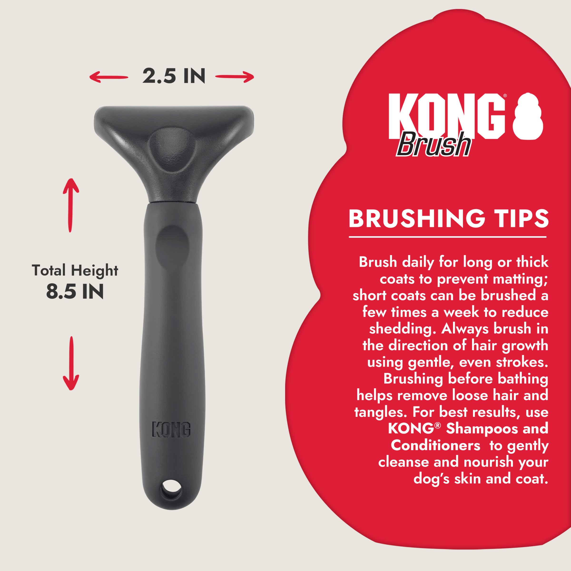 KONG 4-in-1 Interchangeable Dog Grooming Tool - Rake, Slicker, Comb & Pin Brush Heads, Versatile All-in-One Design, Non-Slip Han