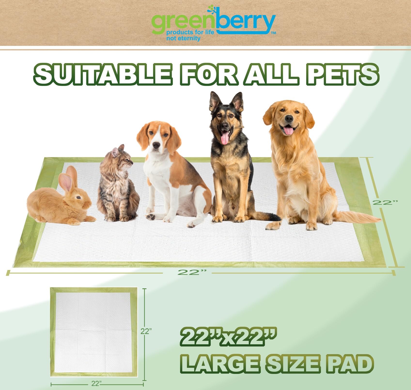 Greenbone Training Pads - Leak Proof - Lemongrass Scent - 100 Count