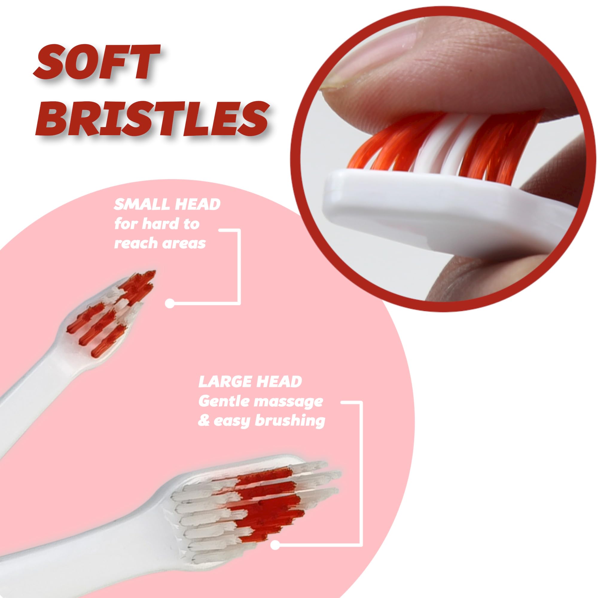 Pet Toothbrush for Dogs, Cats with Soft Bristles - Easy Teeth Cleaning & Dental Care, Non Slip Dual Head Dog Toothbrush (Pack of