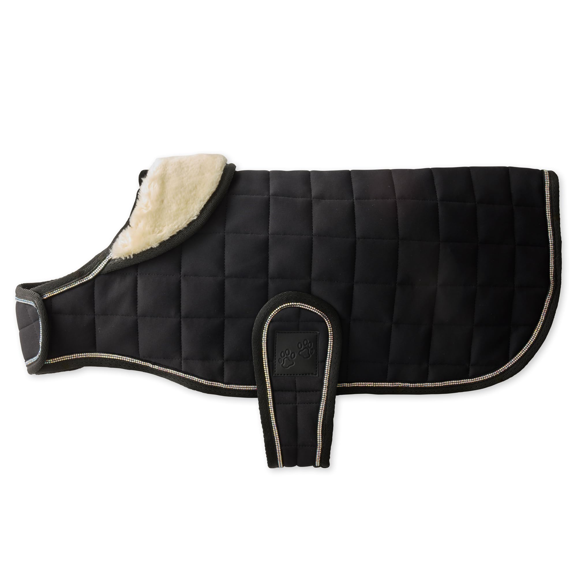 Pet Passion Quilted Dog Coat Pet Jacket With Crystal Bling For Small, Medium And Large Dogs, Black, X-Small