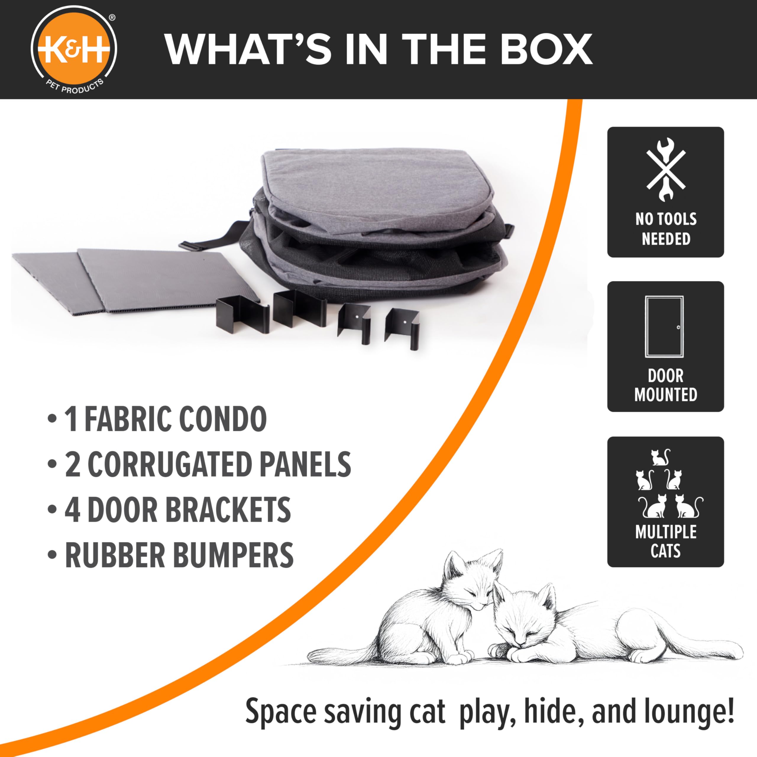 K&H Pet Products Hangin Cat Tree Condo 5 Level Door Mounted Cat Furniture, Space Saving, Mesh Levels, Peep Holes, Interconnectin