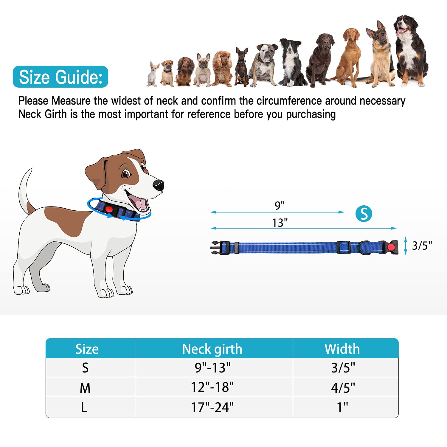 Reflective Dog Collar And Leash Set With Safety Locking Buckle Nylon Pet Collars Adjustable For Small Medium Large Dogs 3 Sizes(