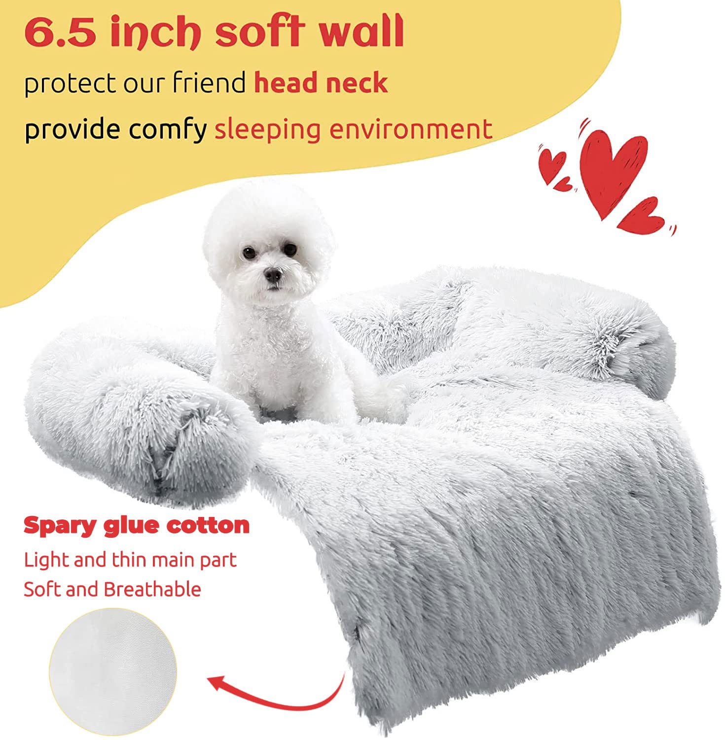 HACHIKITTY X-Large Grey Dog Sofa Bed Mat Cover, Soft Plush Couch Protector for Dogs, Washable Pet Furniture Cushion
