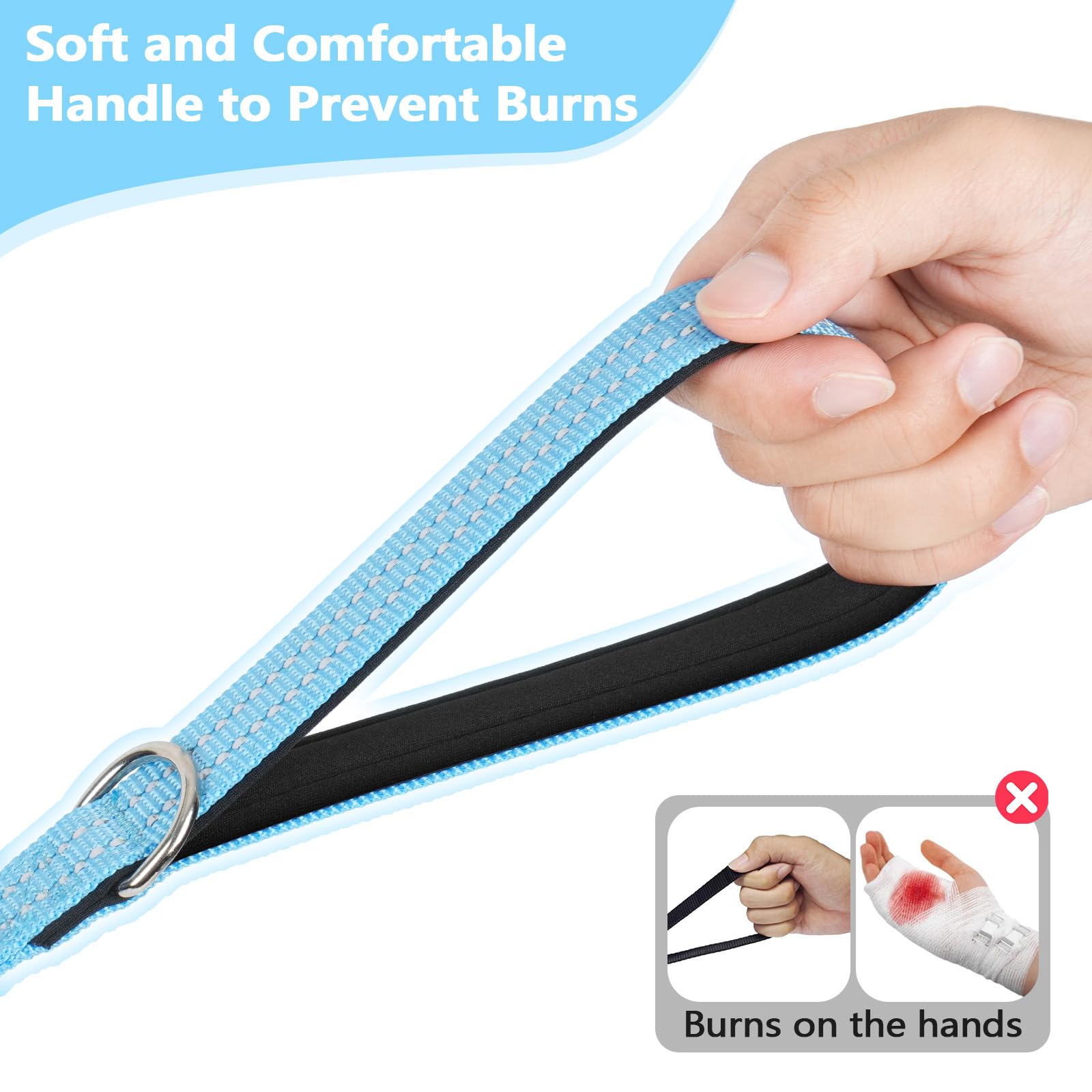 Xiaz 50 Feet Dog Training Leash, Nylon, Blue, Reflective, Padded Handle, 550 Lbs Bearing, Lightweight Suitable For Small, Medium