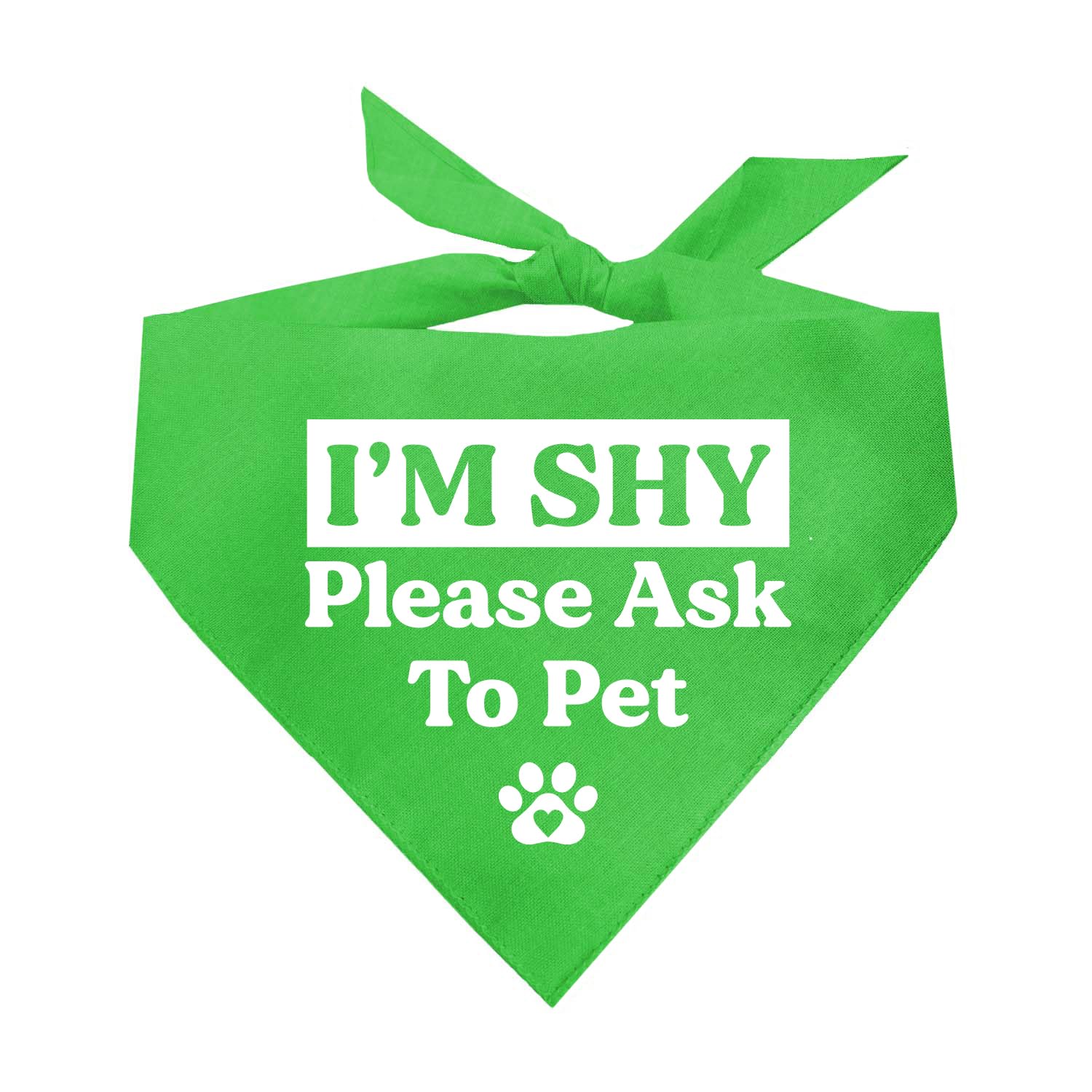 I'M Shy Please Ask To Pet Dog Bandana (Lime Green, Xs 590)