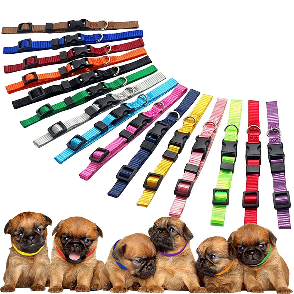 Love Dream Puppy Id Collars - 15Pcs Soft Nylon Adjustable Puppy Whelping Collars For Litter Identification For Newborn Puppies & Kittens (S(6.9'-10.2'))