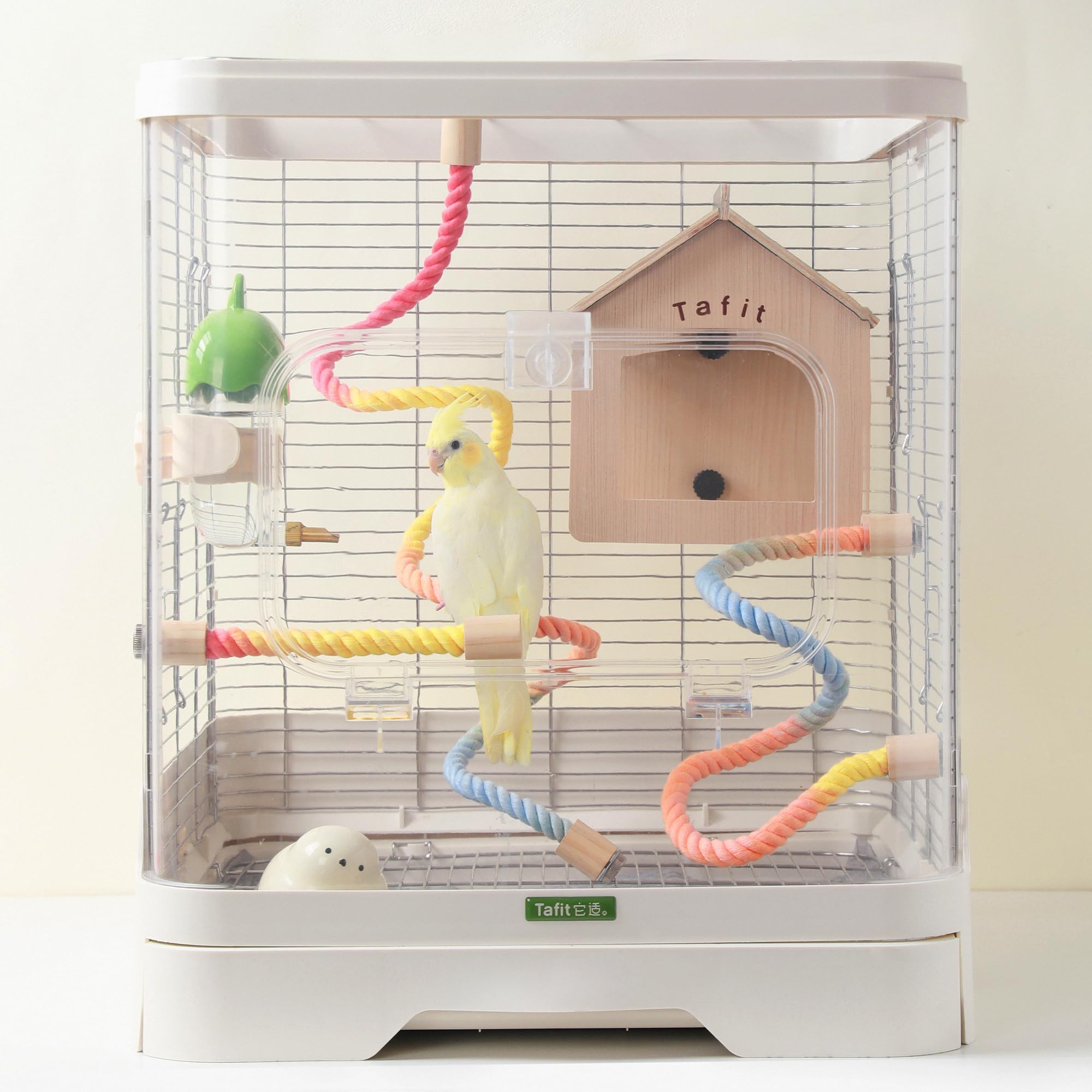 Tafit Multi-Color Rope Bird Perch Toys for Parrot Cage Stand, Climbing Swing Accessories for Cockatiel, Parakeets, Budgies, Love