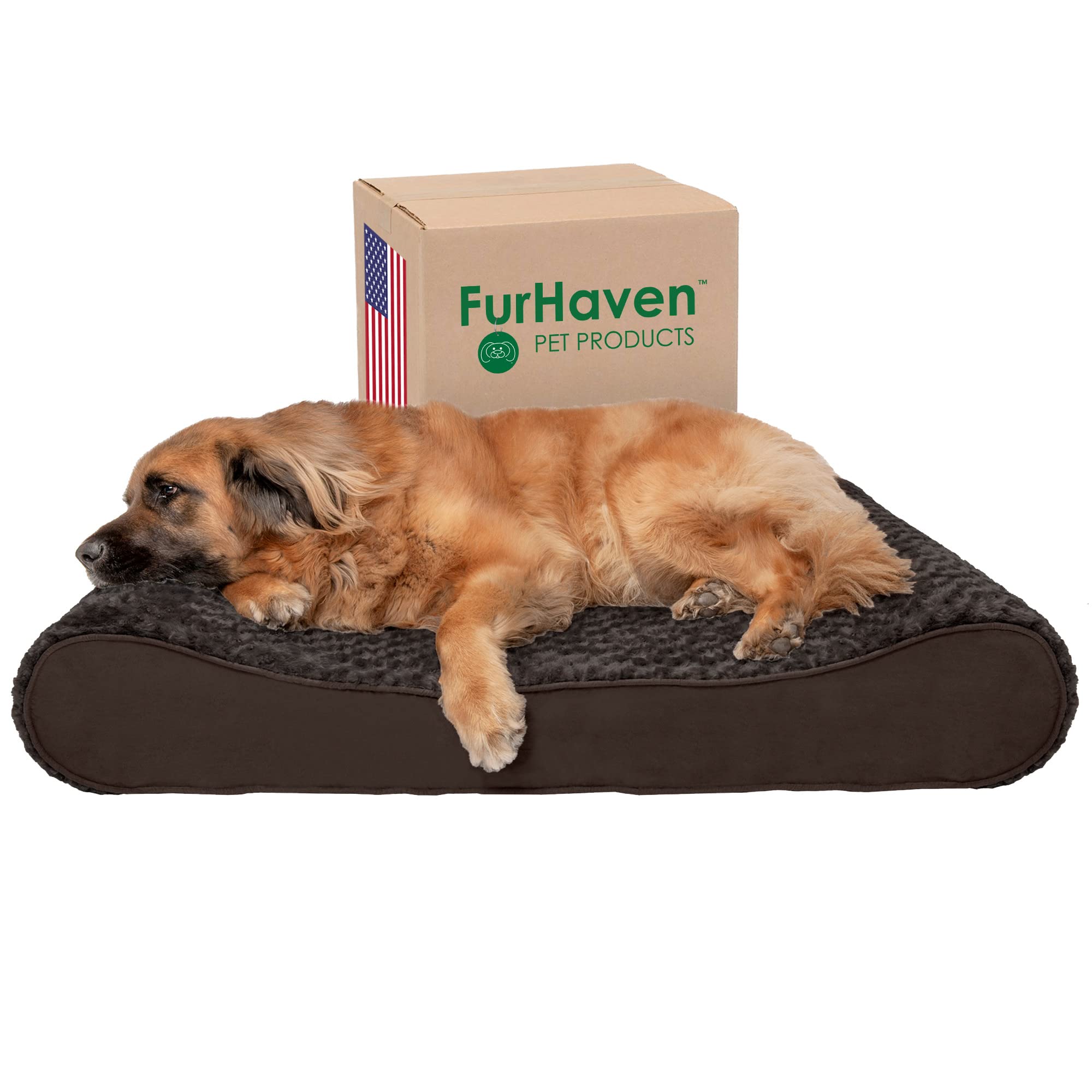 Furhaven Orthopedic Dog Bed For Large Dogs W/ Removable Washable Cover, For Dogs Up To 150 Lbs - Ultra Plush Faux Fur & Suede Lu