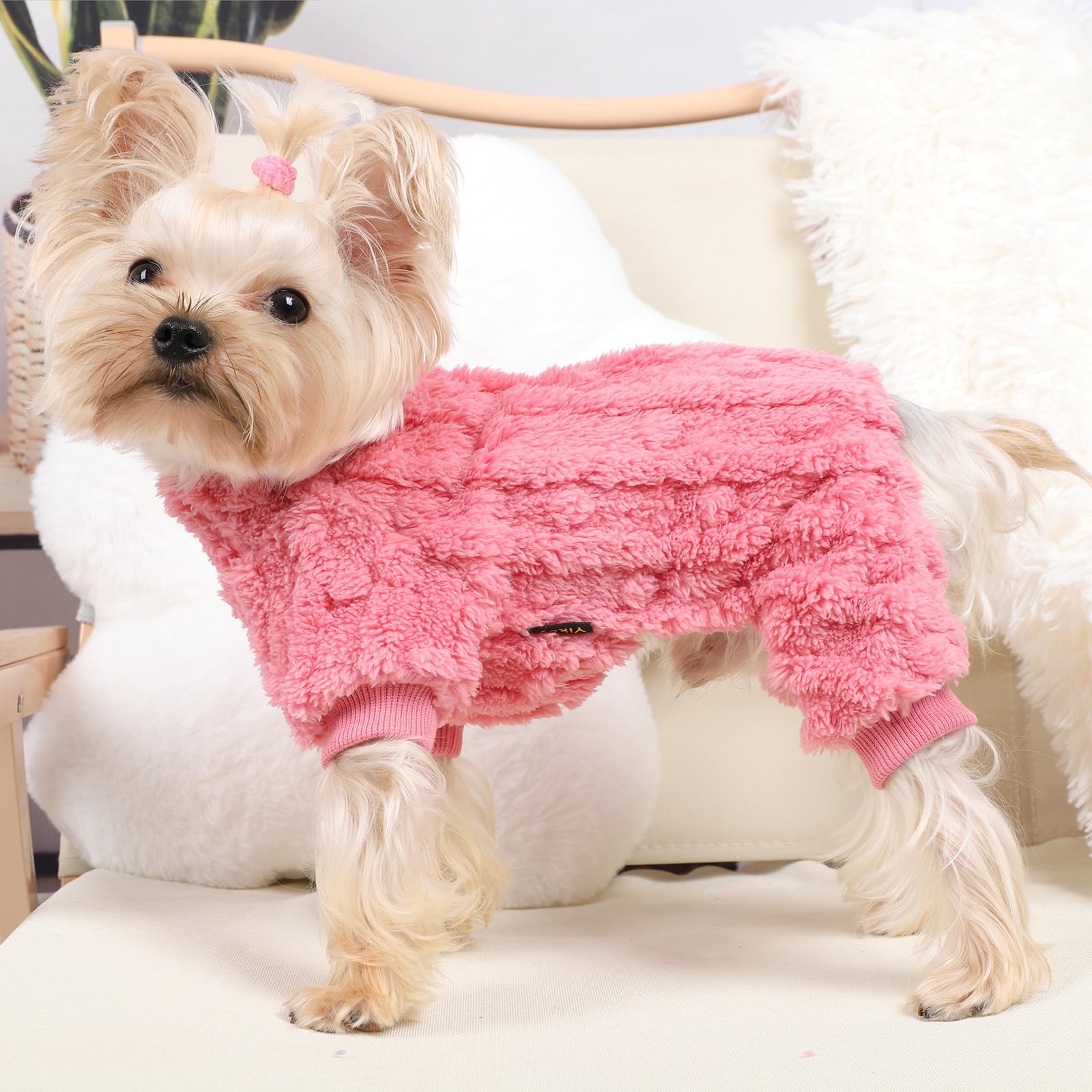 Dog Pajamas For Small Dogs Boy Girl, Turtleneck Pullover Valentine'S Day Sweater Thick Warm Clothes, Cold Weather Fleece Coat, P