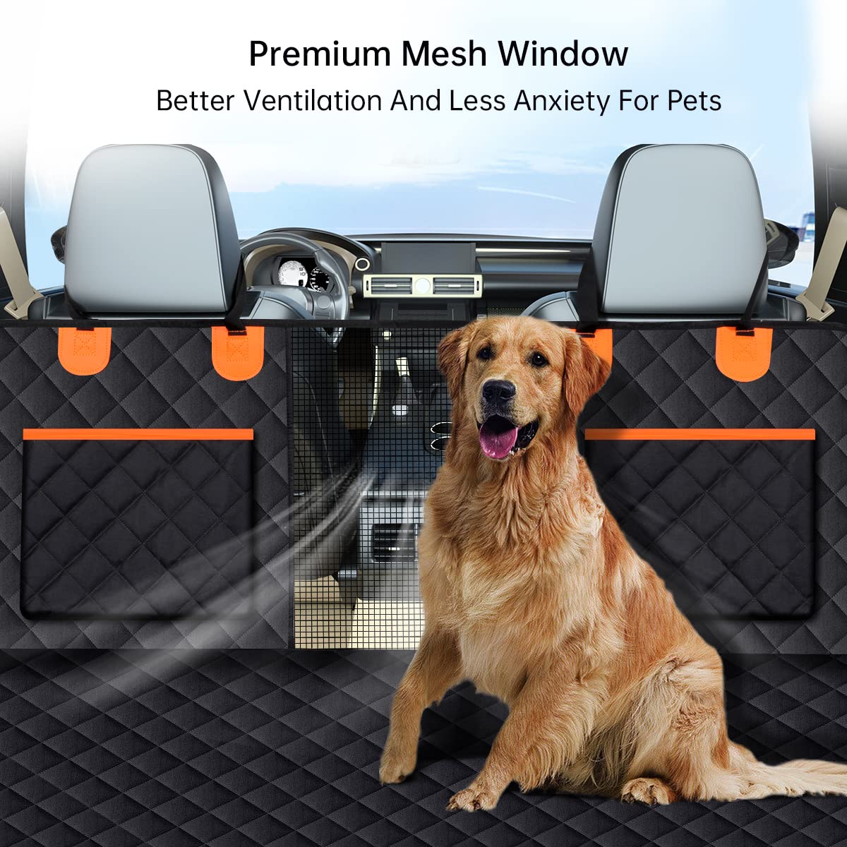 Avacson Dog Car Seat Cover For Back Seat, 100% Waterproof Dog Hammock For Car, 600D Scratchproof Nonslip Durable Dog Car Seat Cover With Mesh Window And Storage Pocket For Cars/Trucks/Suvs
