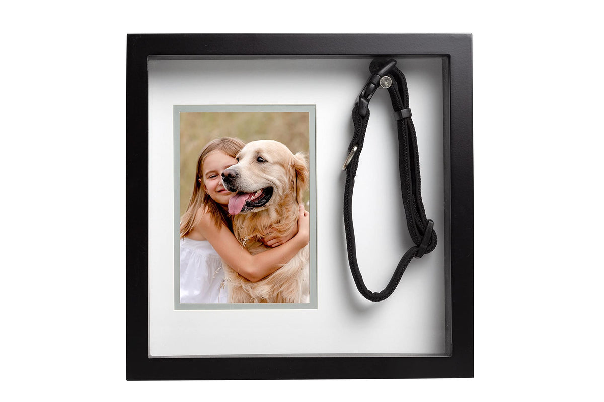 Pearhead Pet Collar Keepsake Picture Frame, Pet Memorial Frame, Dog Or Cat Keepsake Memory Frame, Pet Owner Gift, 4.5' X 6.5' Photo Insert, Black