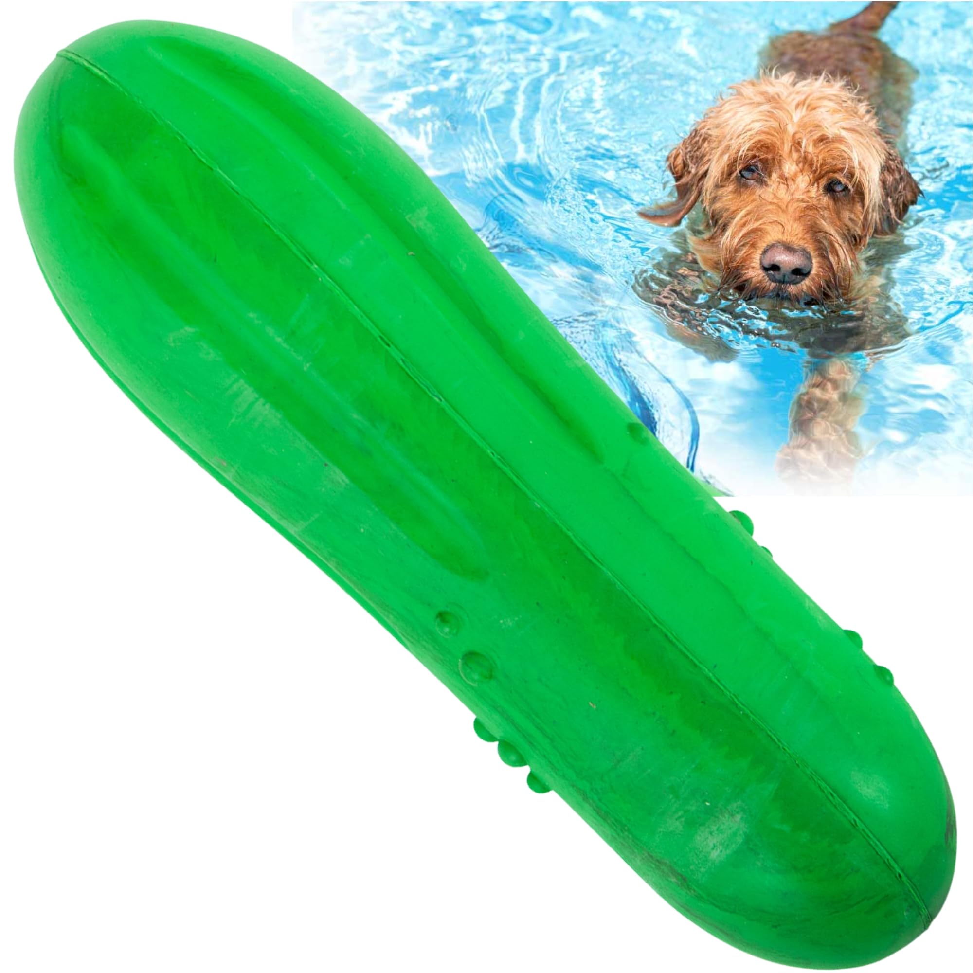 Jeffers Pet Natural Rubber Dog Chew Toy - Floating Cucumber for Water Play, Medium - Vanilla Scent, Durable, Non-Toxic, Dishwash
