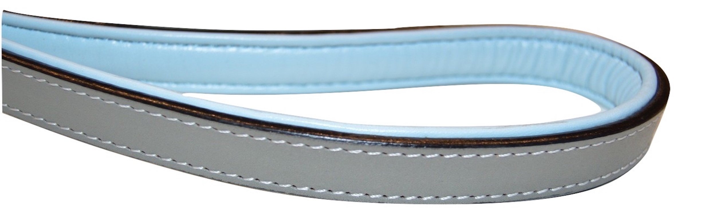 Soft Touch Collars - Leather Braided Dog Leash With Padded Handle, 4Ft. X 1/2 Inch - Grey And Blue