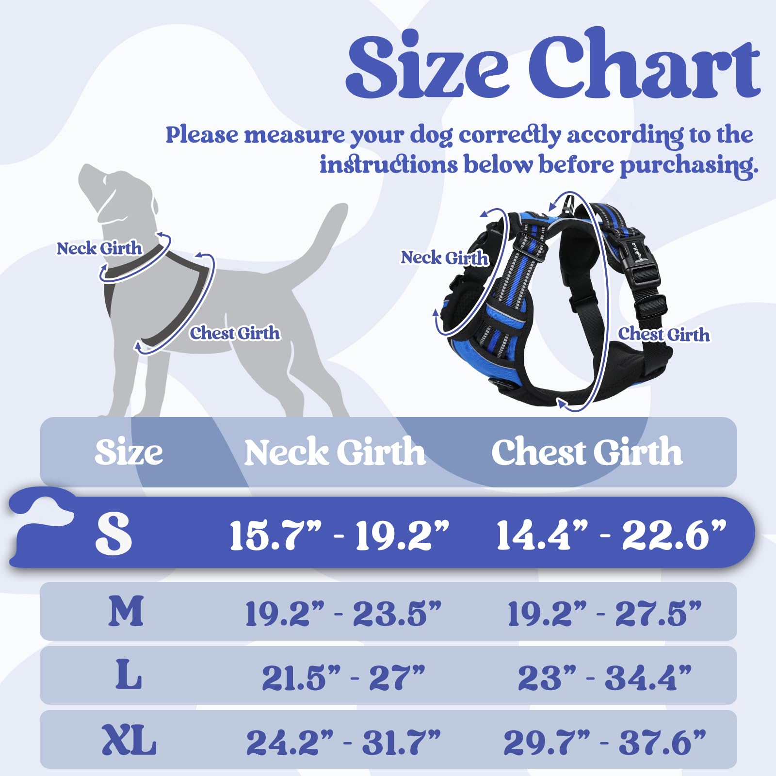 Rabbitgoo Dog Harness Small Sized, No Pull Pet Harness With 3 Buckles, Adjustable Soft Padded Pooch Vest With Instant Control Handle, Easy Walking Reflective Pet Vest For Small Dogs, Blue, S
