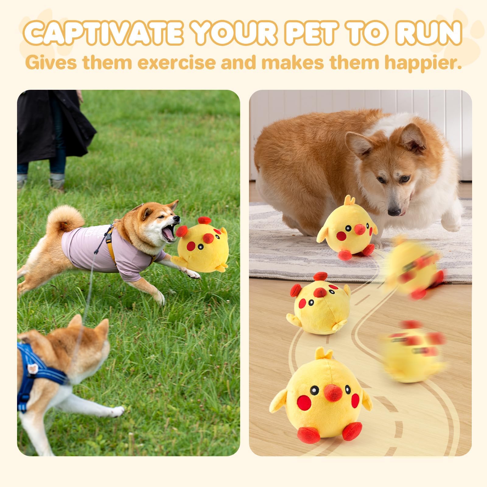 Dog Toys, 2025 Lnteractive Dog Toys Moving Dog Toy Rechargeable Active Moving Pet Plush Toy Keep Pets Busy, Talking Jumping Musi