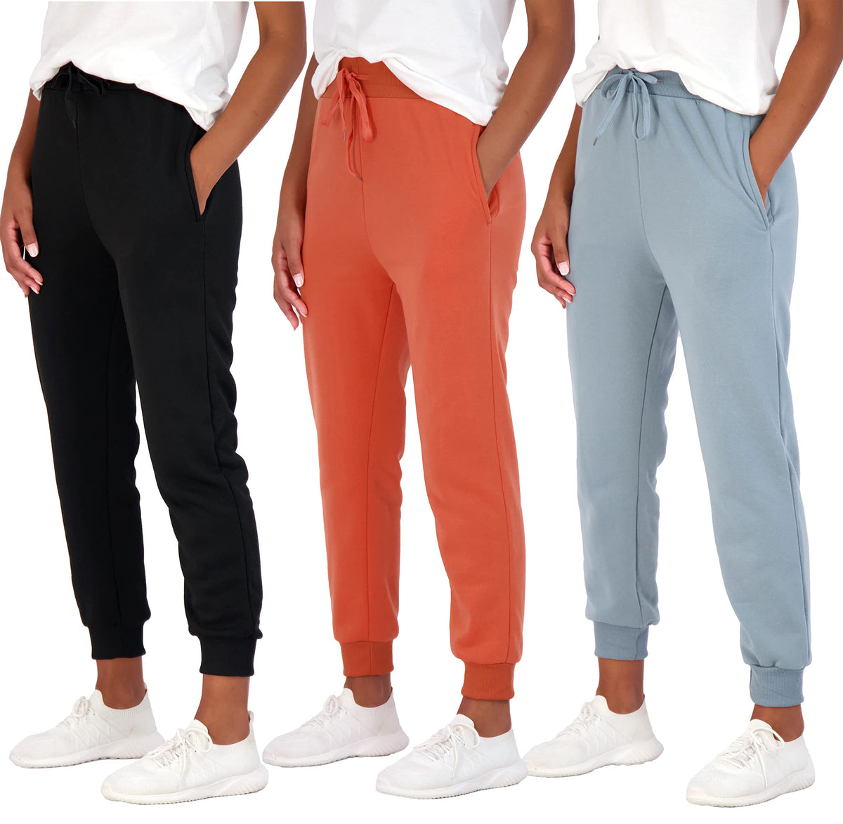 3 Pack: Womenas Plus Size Just My Fleece Jogger Running Bottoms Comfortable French Terry Running Sports Soft Yoga Pajama Lounge 