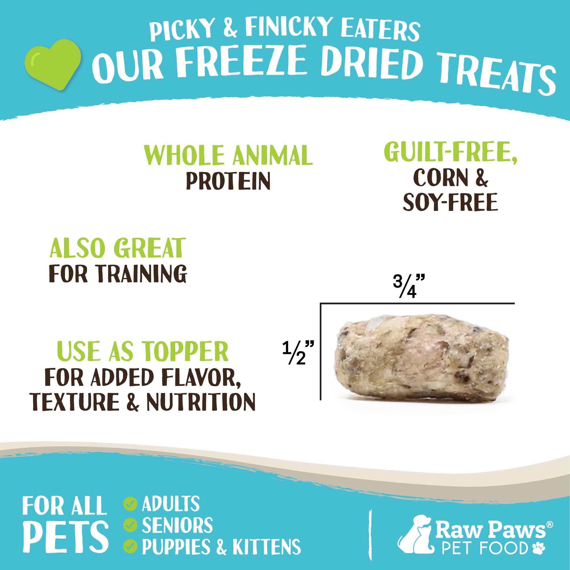 Raw Paws Freeze-Dried Green Beef Tripe for Dogs & Cats, 8-oz - Made in USA - Raw Freeze Dried Dog Treats - Free-Range Cows - Gra