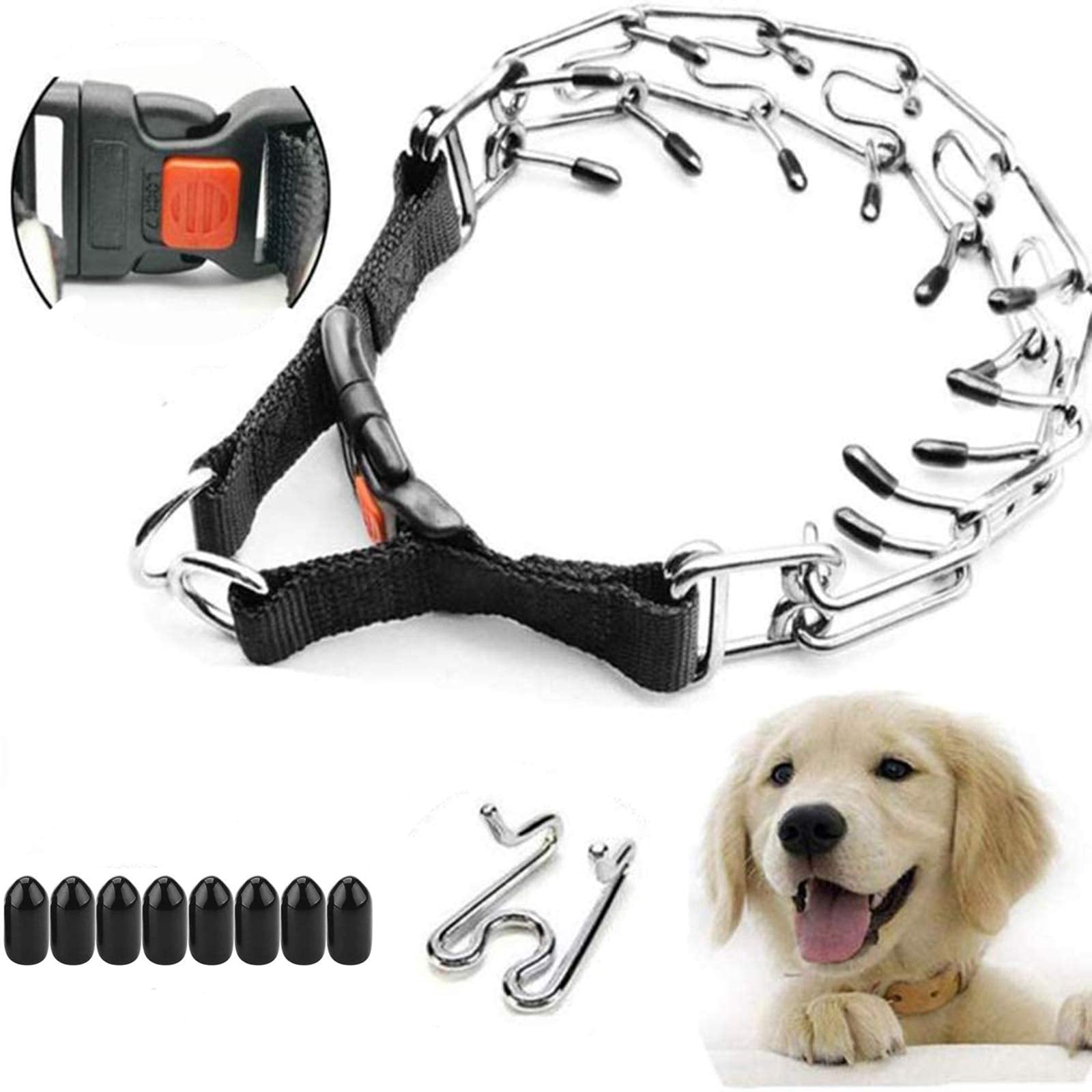 Supet Dog Prong Collar, Adjustable Dog Pinch Training Collar With Quick Release Buckle For Small Medium Large Dogs(Packed With O