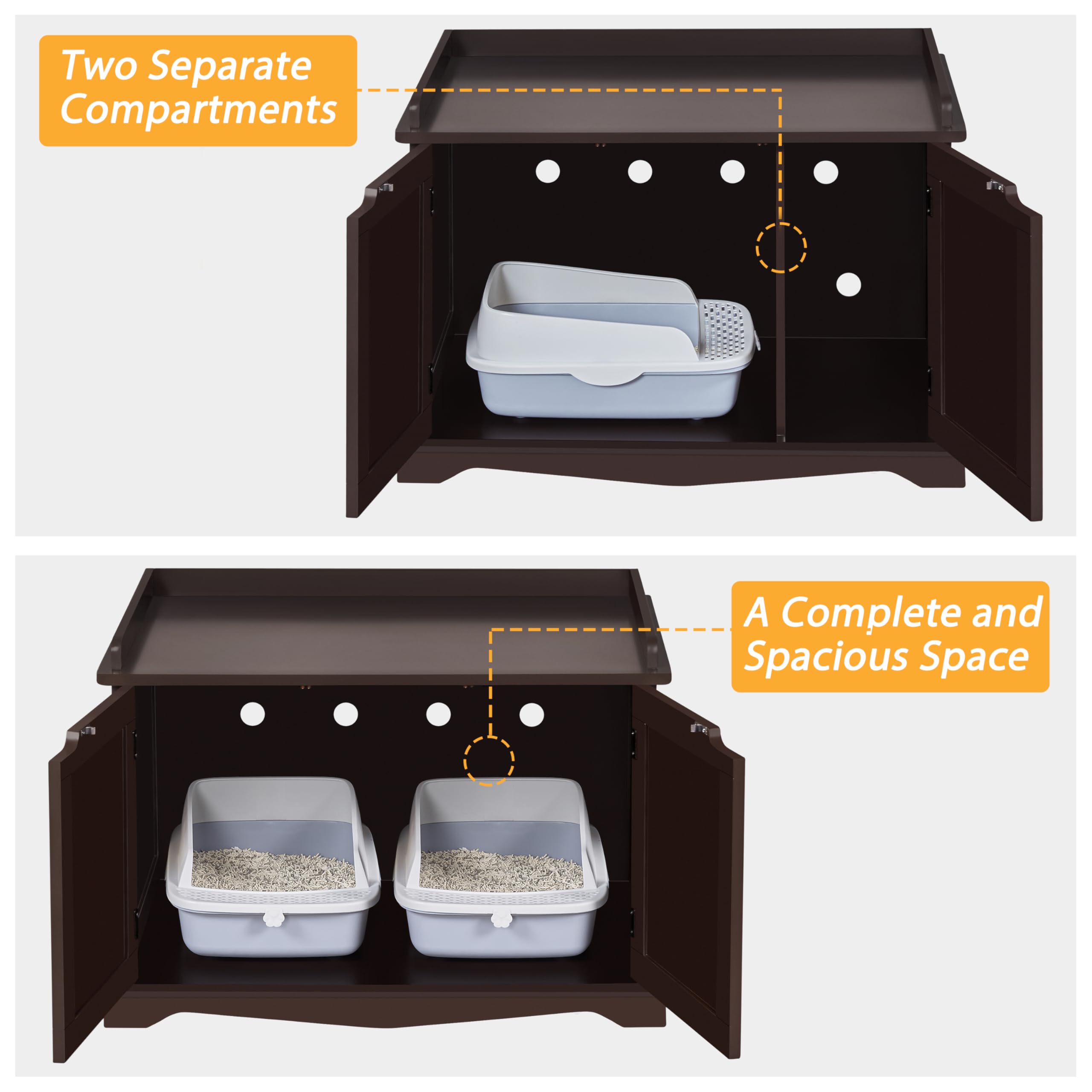 Yaheetech Cat Litter Box Enclosure, Hidden Pet Washroom Wooden Litter Cabinet Indoor Cat Litter Box Furniture, Decorative Pet Si