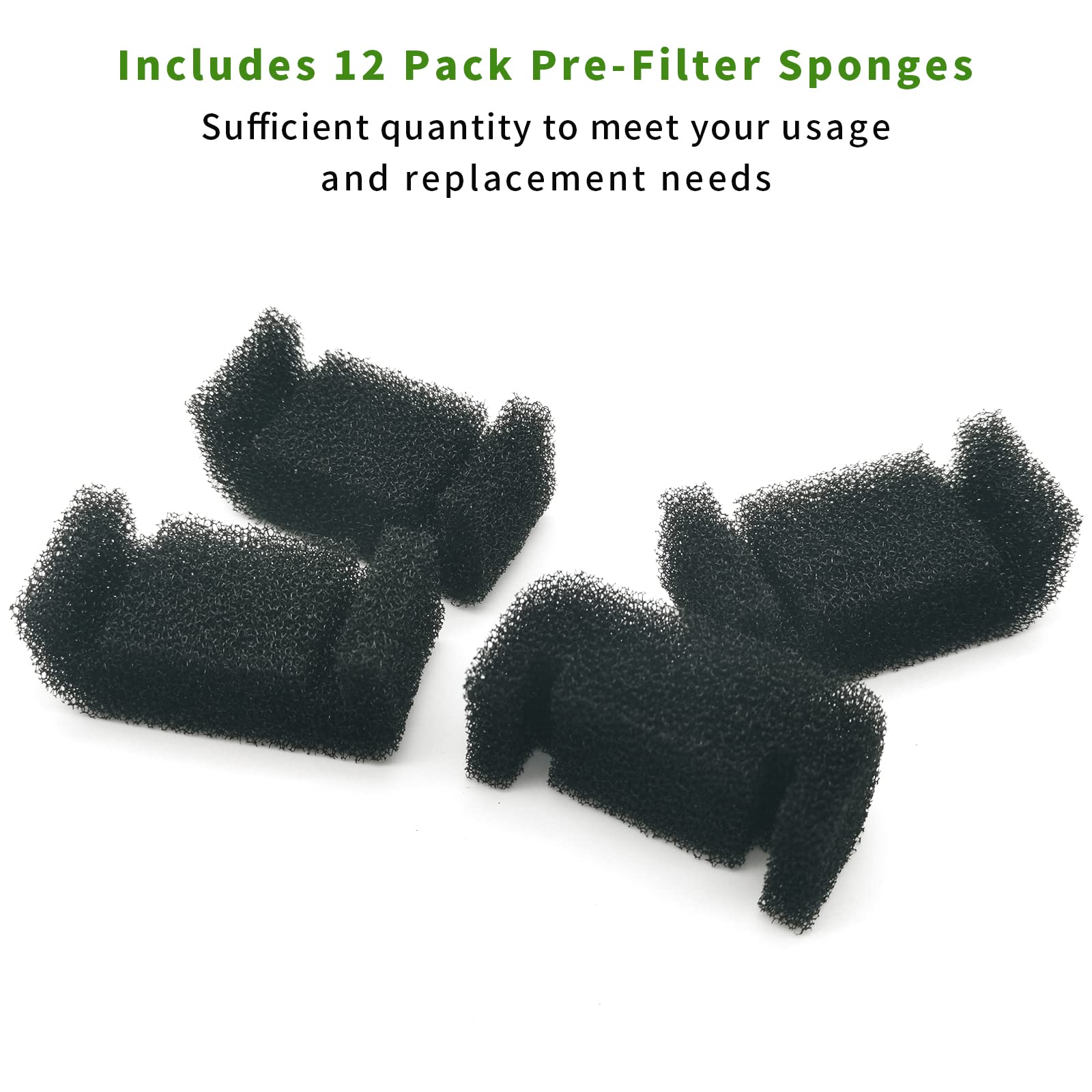 12 Pack Cat Water Fountain Sponge Filters, Replacement Foam Filters For 67Oz/2L Pet Fountain 81Oz/2.4L Stainless Steel Dog Drink